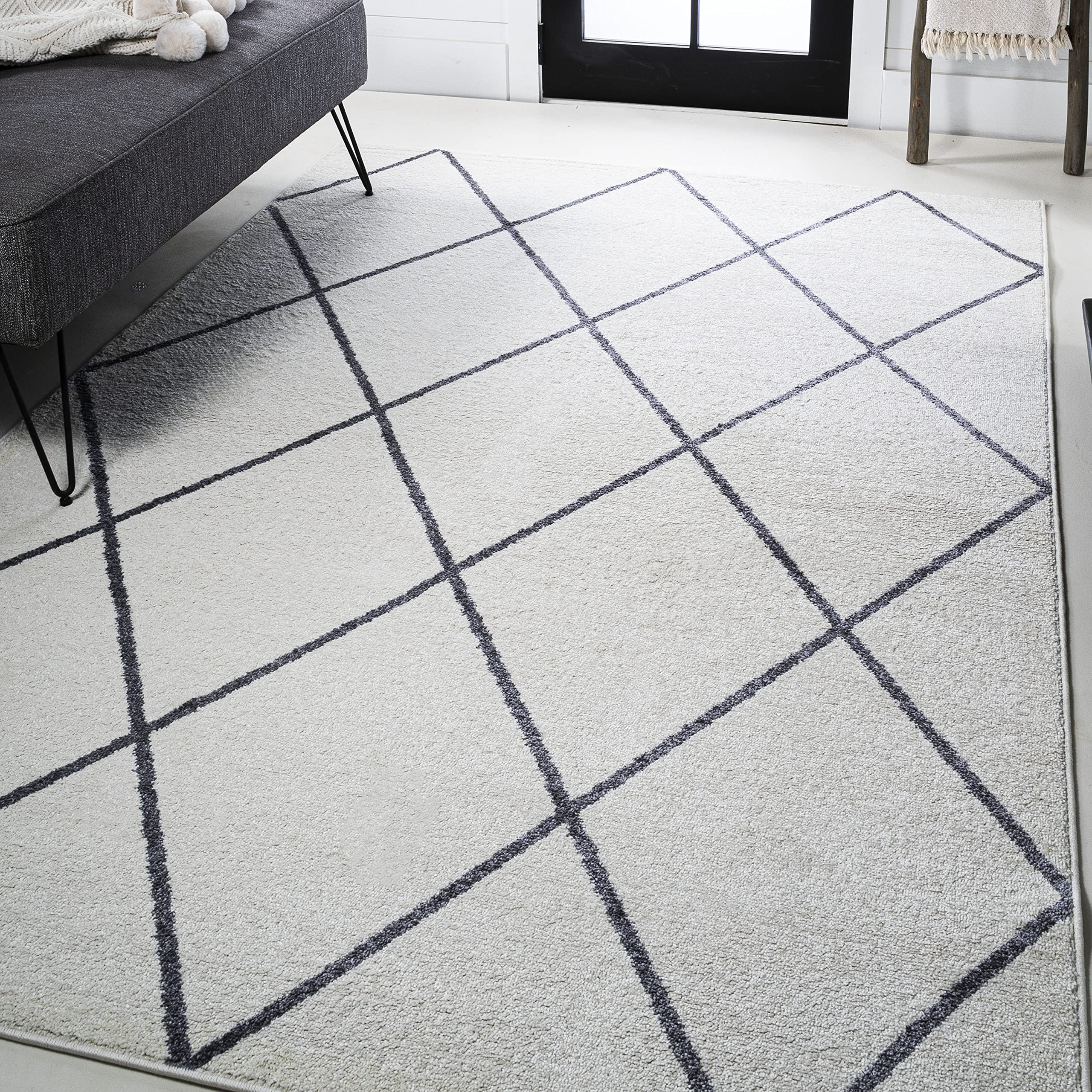 JONATHAN Y SEU102K-5 Cole Minimalist Diamond Trellis Indoor Area-Rug, Modern, Contemporary, Casual Easy-Cleaning,Bedroom,Kitchen