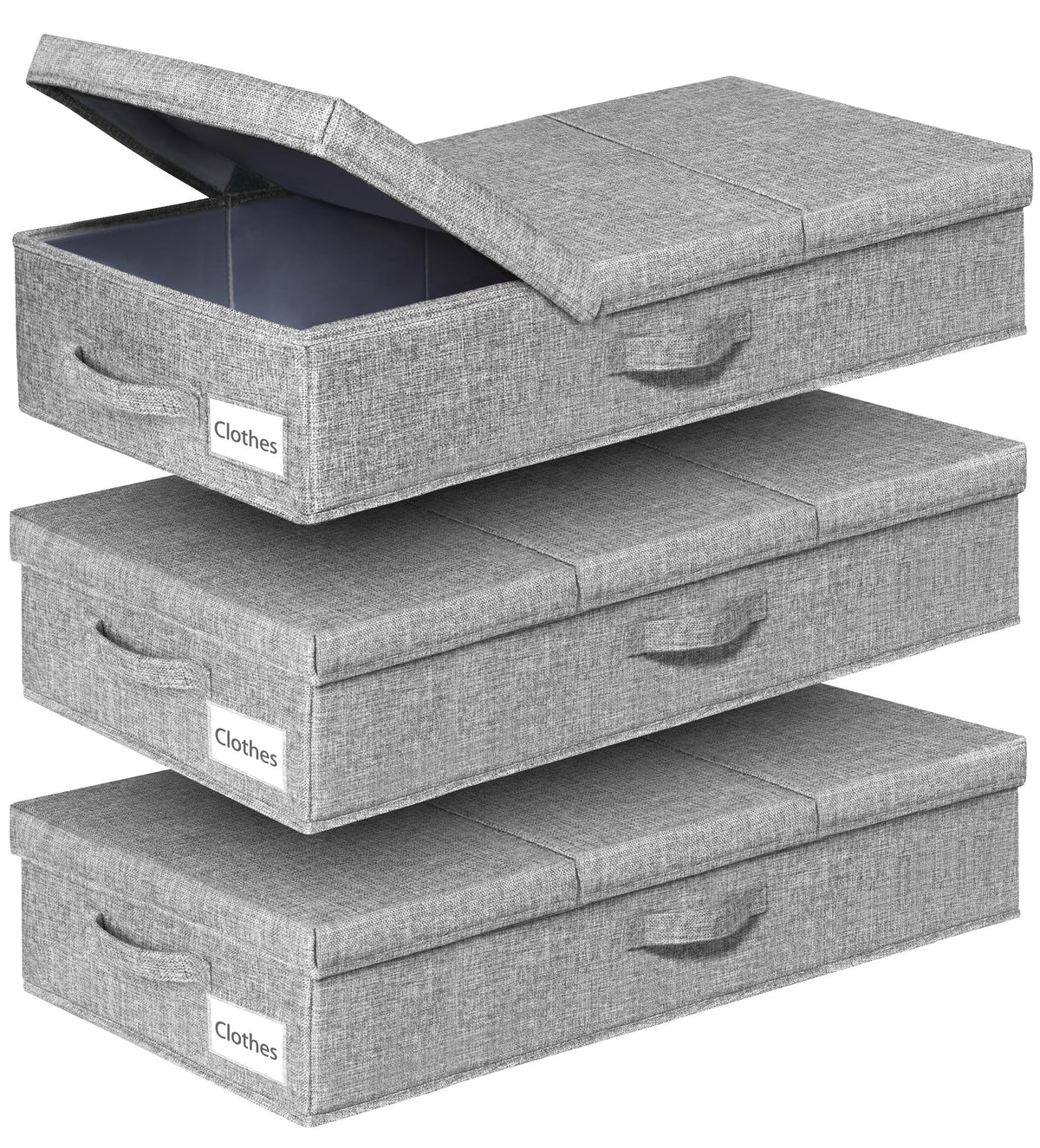 punemi Under Bed Storage Containers, 3 Pcs Large Blanket Clothes Storage Bag, Long Flat Firm Sides Underbed Organization And Sto
