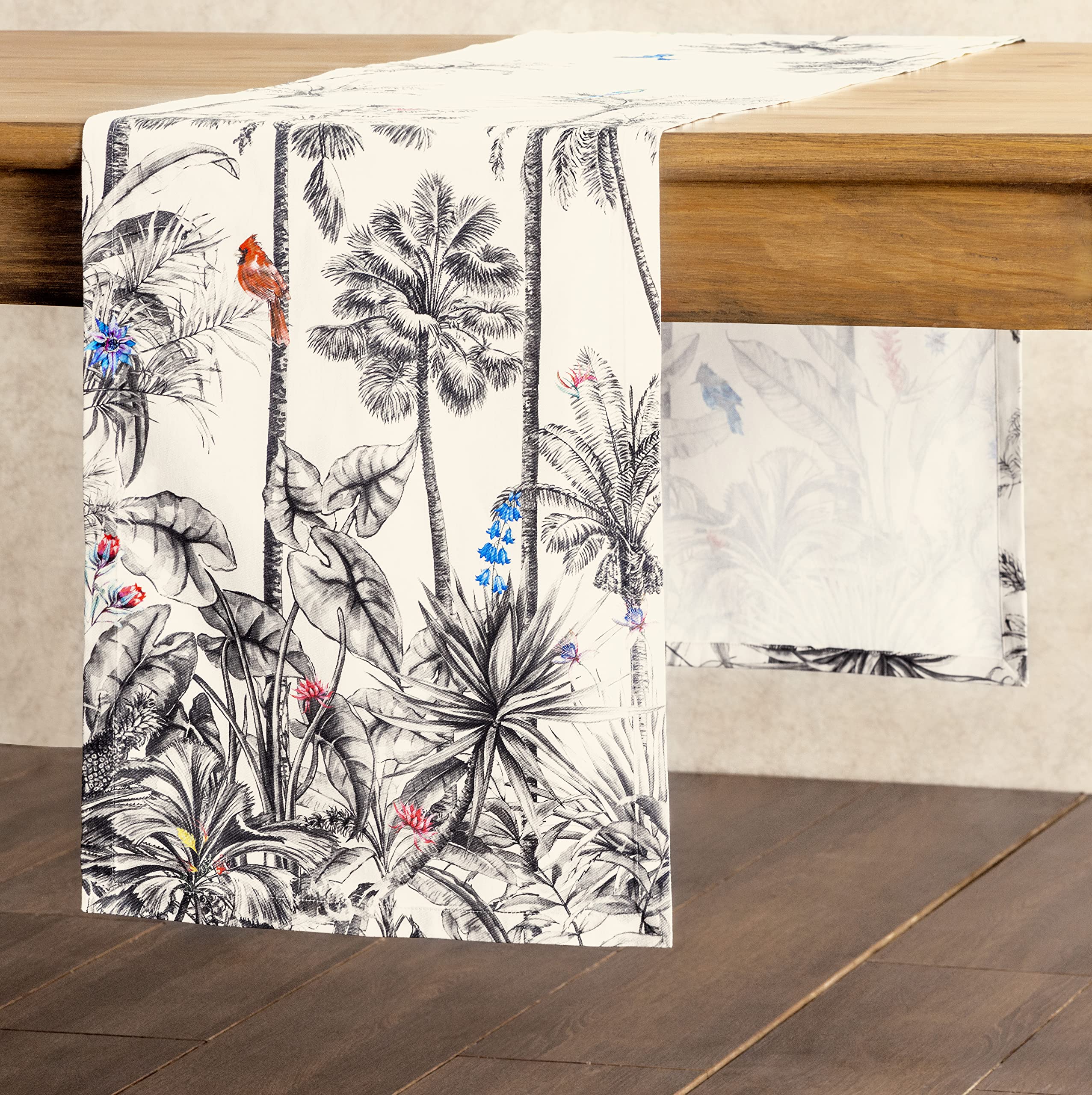 Maison D' Hermine Tablerunner 100% Cotton 14.50Inch X 36Inch Decorative Table Runner, Dining, Holidays, Buffet, Amazonia (Single
