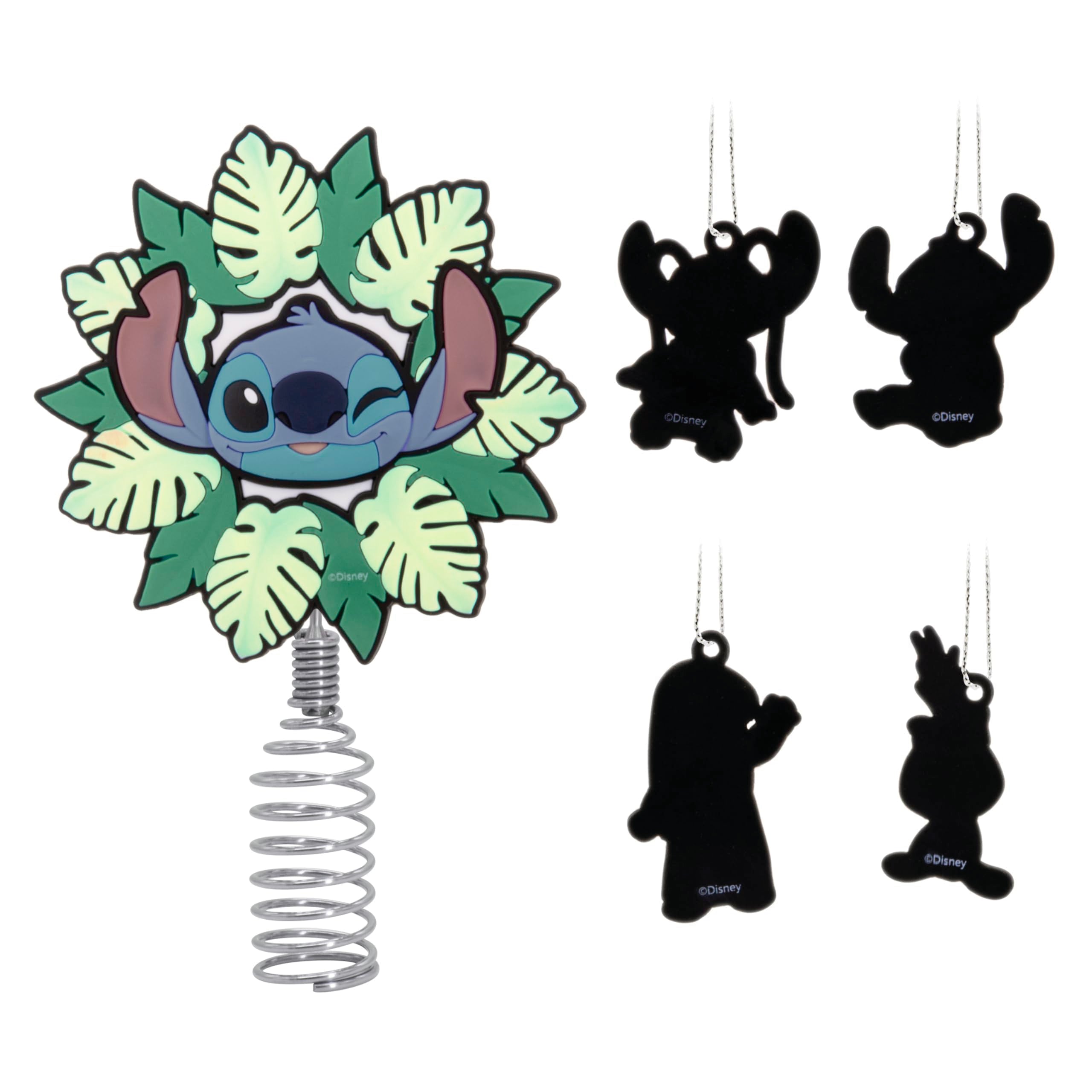 Hallmark Disney Lilo & Stitch Mini Christmas Tree Topper and Ornaments, Set of 5, Gifts for Disney Fans