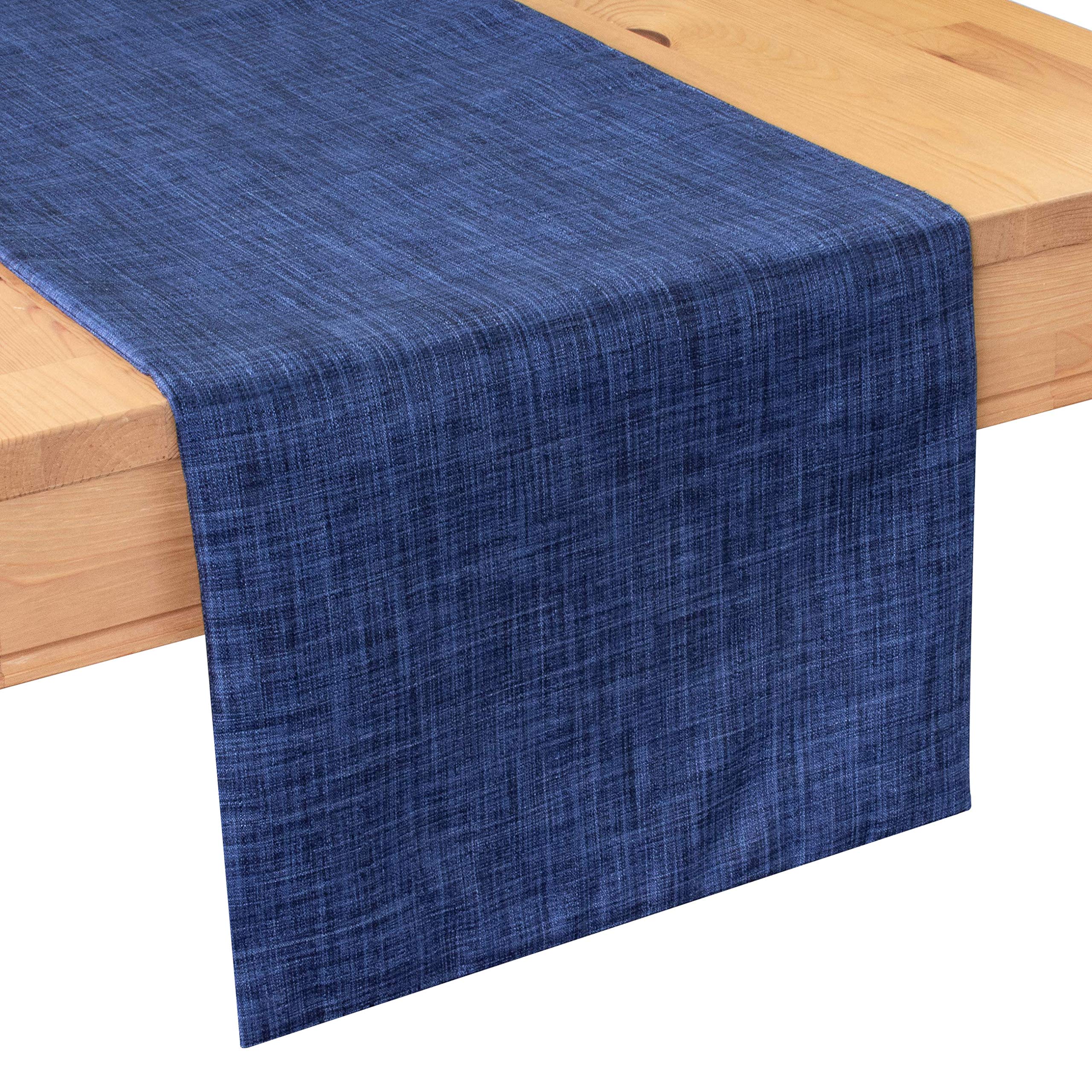 The White Petals Dark Blue Dresser Scarf Table Runners (13X36 Inch, Pack Of 1) Fabric Lined | Properly Finished, No Fray Edges |