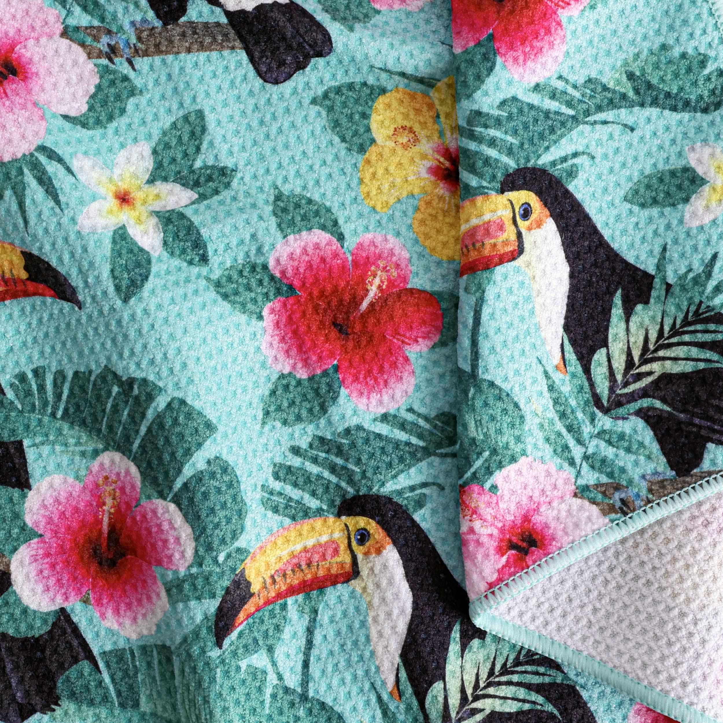 Playing It Forward Toucan Bahamas Golf Towel with Clip for Women and Men  Microfiber Waffle and Ball Towels  Set of 2