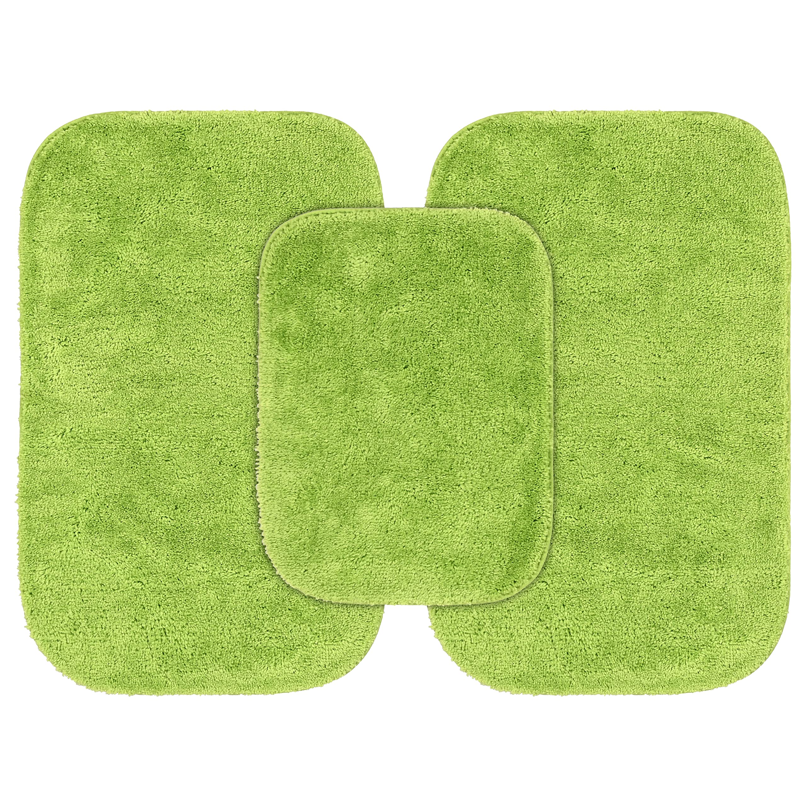 Garland Rug Traditional Nylon Washable Lime-Aid 3 Bath Rugs (17 X 24, 21 X 34, 21 X 34) - Soft, Absorbent, And Styli