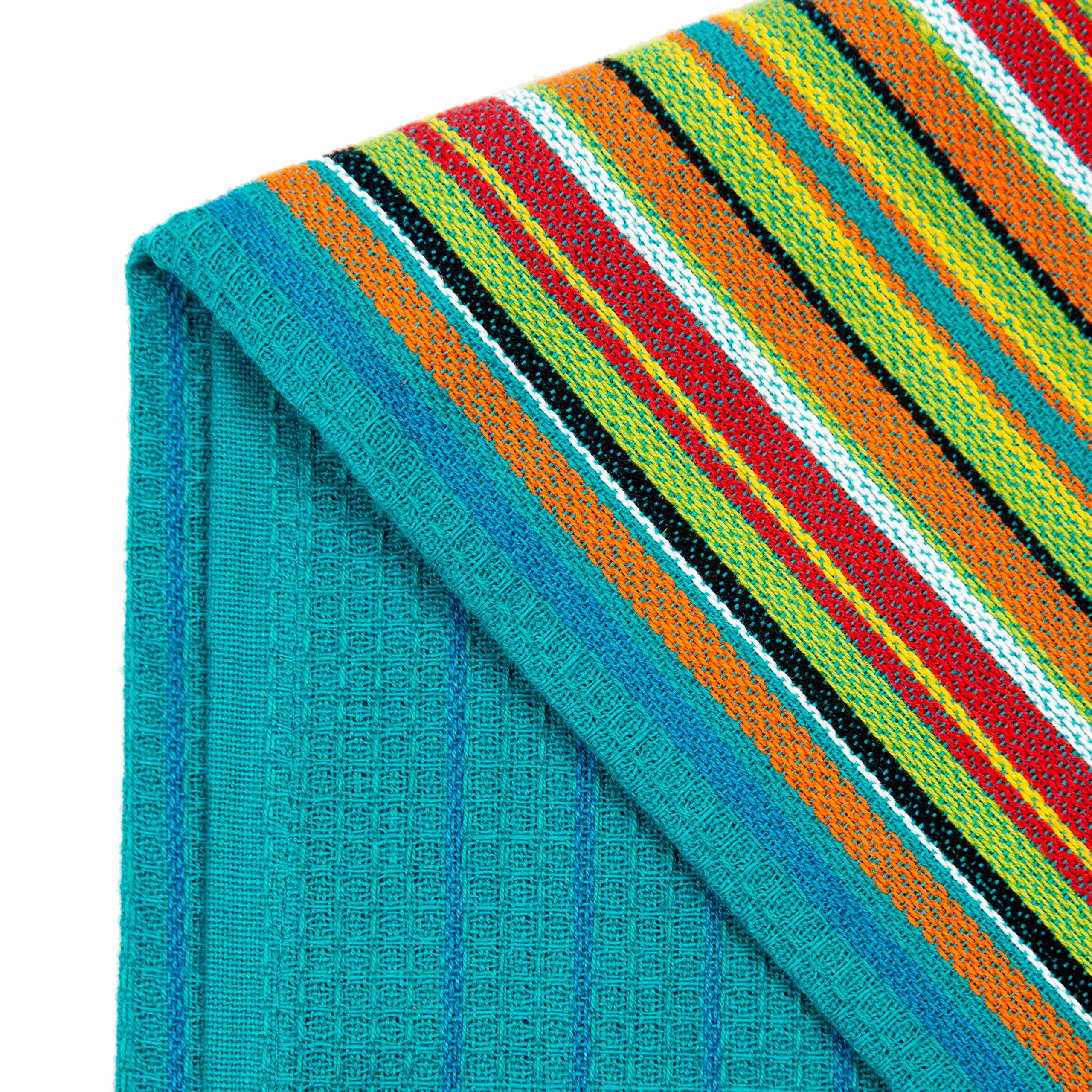 Cotton Craft Salsa Stripe Kitchen Towels - 12 Pack 100% Cotton Tea Dish Towels - Absorbent Reusable Low Lint Quick Dry - Multi P