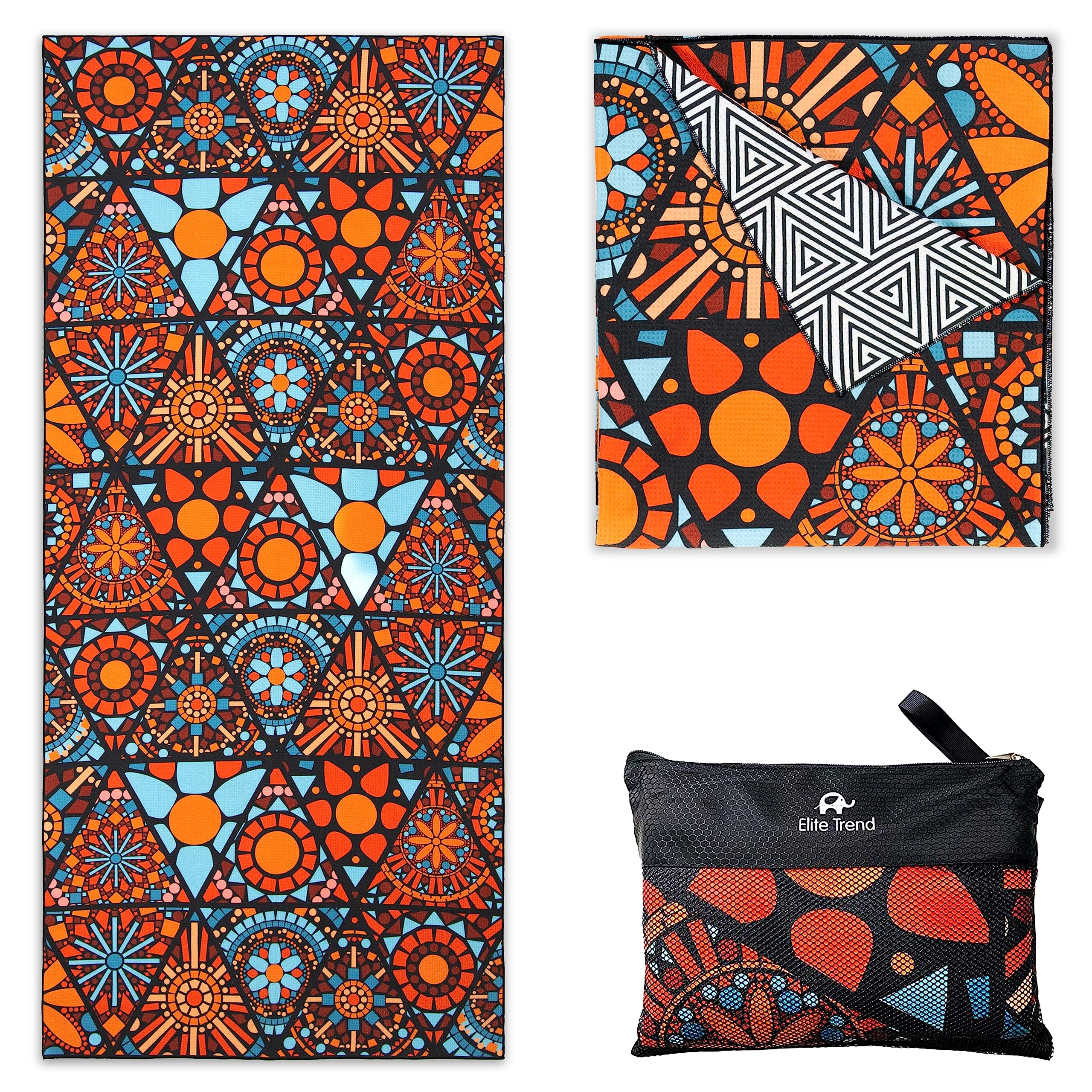 Elitetrend Microfiber Beach Towel Waffle - Extra Large Sand Free Quick Dry Towel For Travel, Swimming, Pool, Yoga, Hiking, Campi