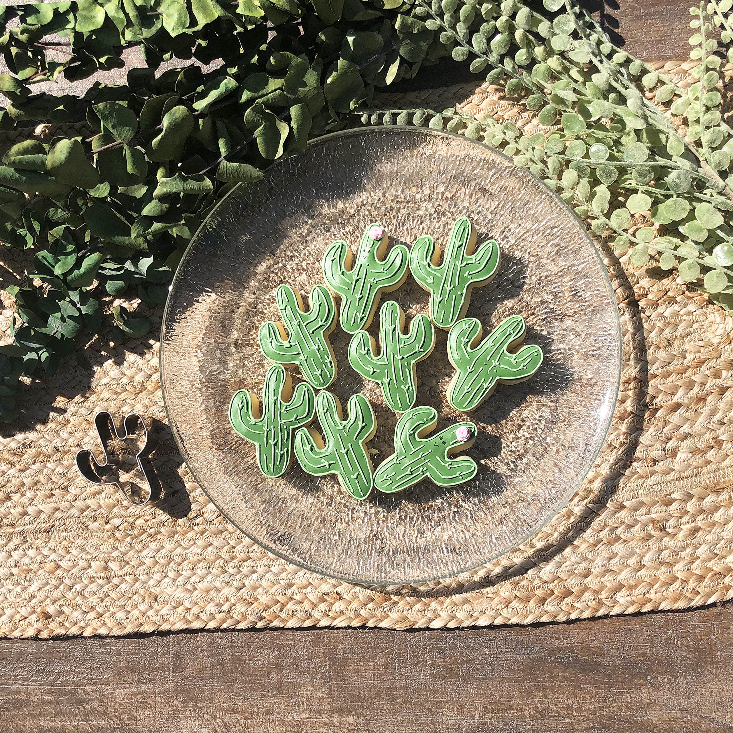 (2 Pack) Cactus Shape Cookie Cutters Stainless Steel Fondant Molds Cutters (2'' Wide X 2.75'' Tall) Southwest Party