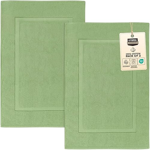 Utopia Towels Cotton Banded Rug, Bath Mats, Not A Bathroom Rug], 21X34 Inches, 100% Ring Spun Cotton - Highly Absorbent And Mach