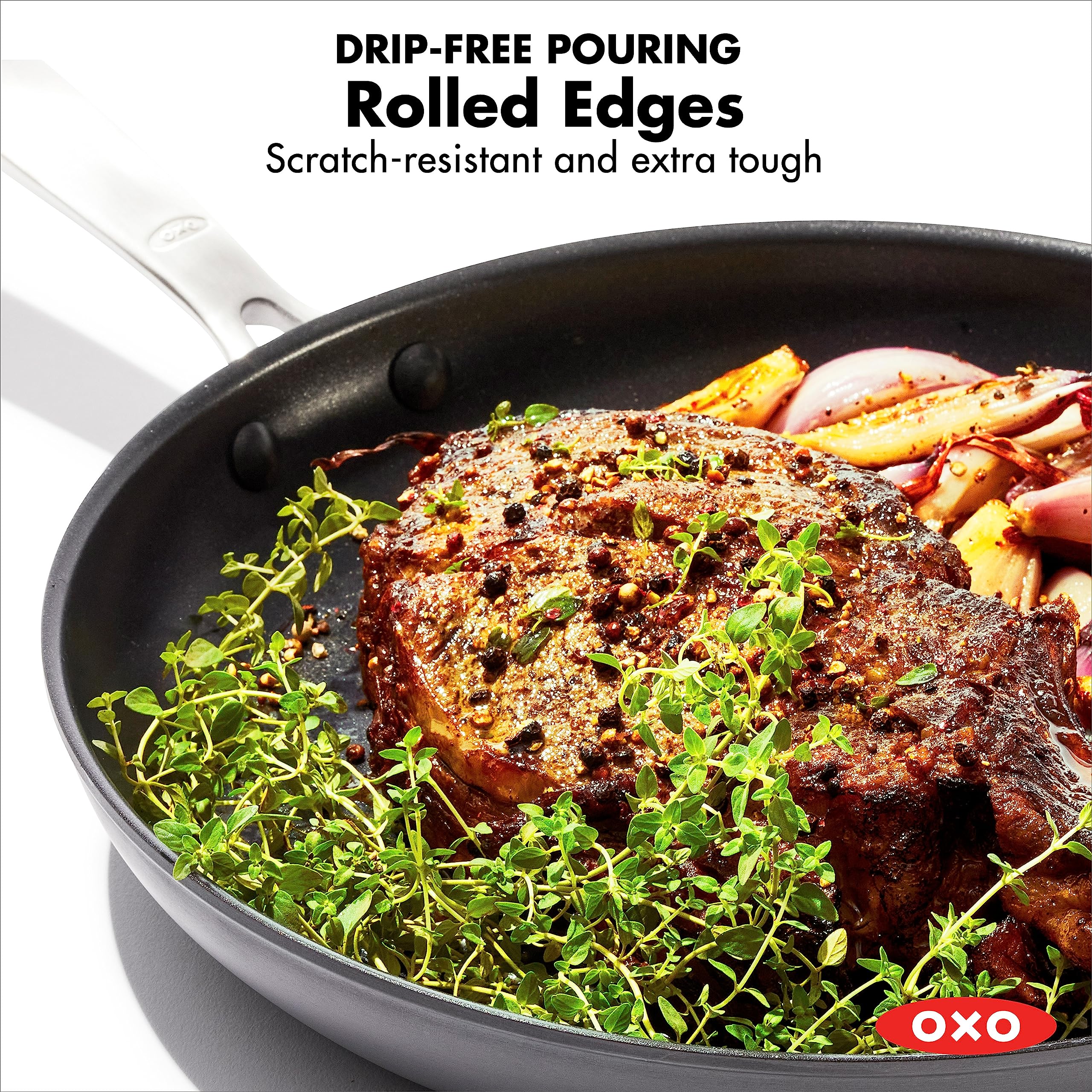 Oxo Good Grips Pro 8'' Frying Pan Skillet, 3-Layered German Engineered Nonstick Coating, Dishwasher Safe, Oven Safe, Stainless S