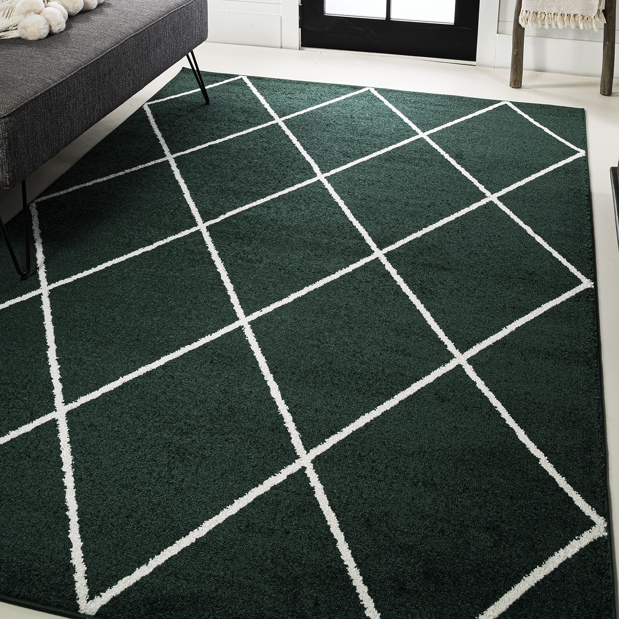 JONATHAN Y SEU102D-3 Cole Minimalist Diamond Trellis Indoor Area-Rug, Modern, Contemporary, Casual Easy-Cleaning,Bedroom,Kitchen