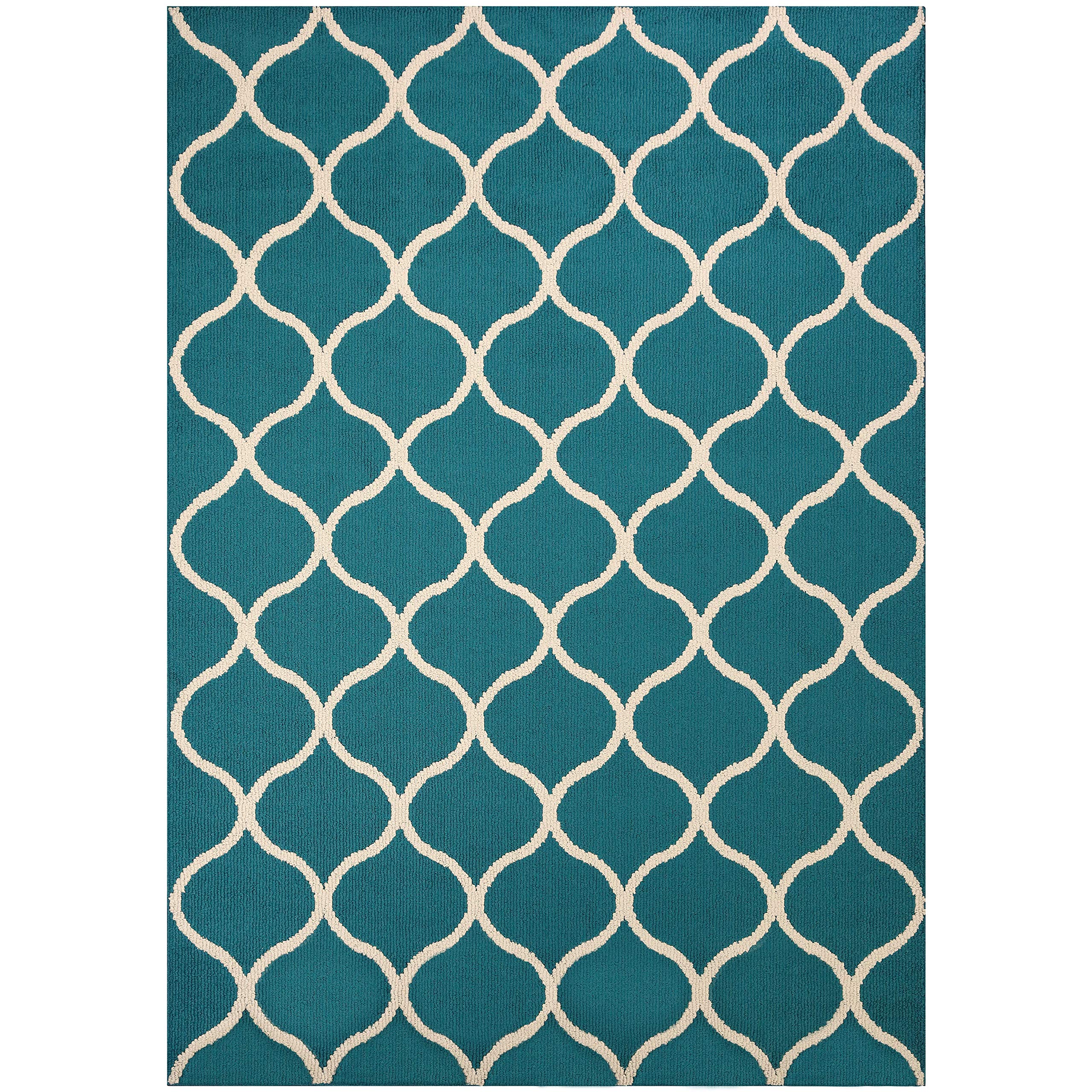 Maples Rugs Rebecca Contemporary Area Rugs for Living Room & Bedroom [Made in USA], 5 x 7, Teal/Sand