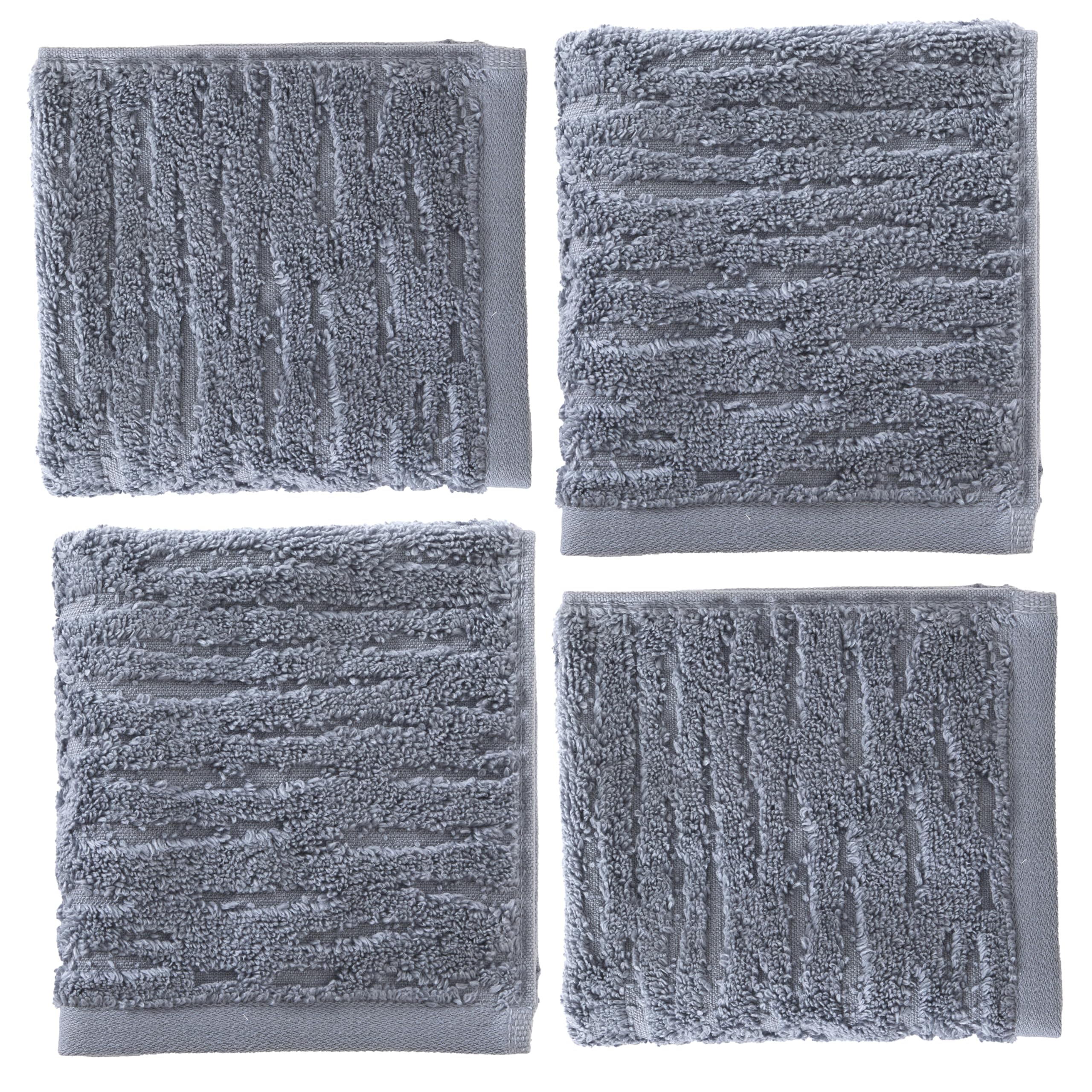 Skl Home Cloudsoft Cotton Luxury 4-Piece Washcloth Set, Smoke Blue