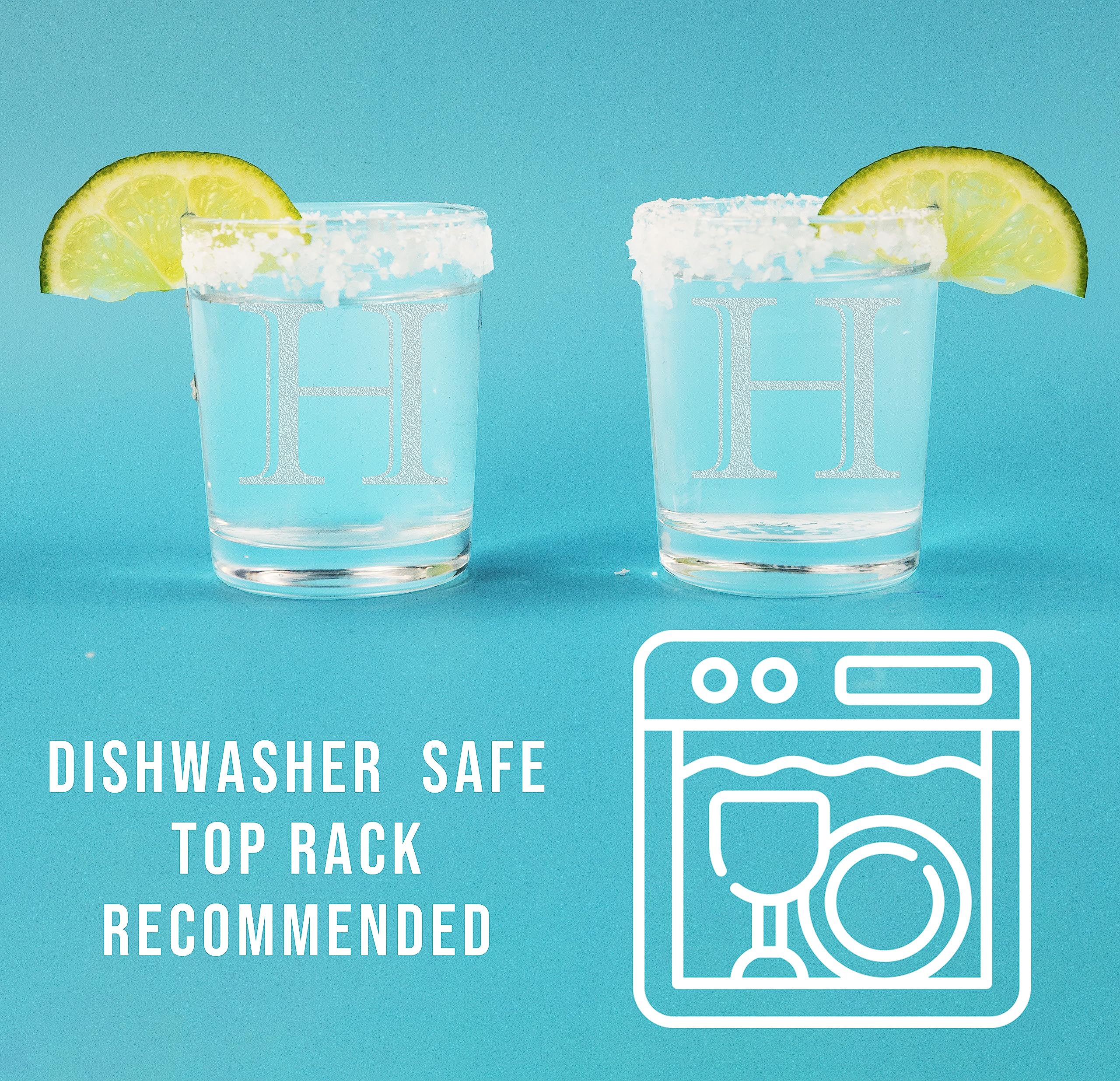 2Pk Etched Monogram 2.5Oz Shot Glasses (Letter H) A-Z Personalized Shot Glass, Custom Shot Glasses,Set Of Two Shot Glasses, Init