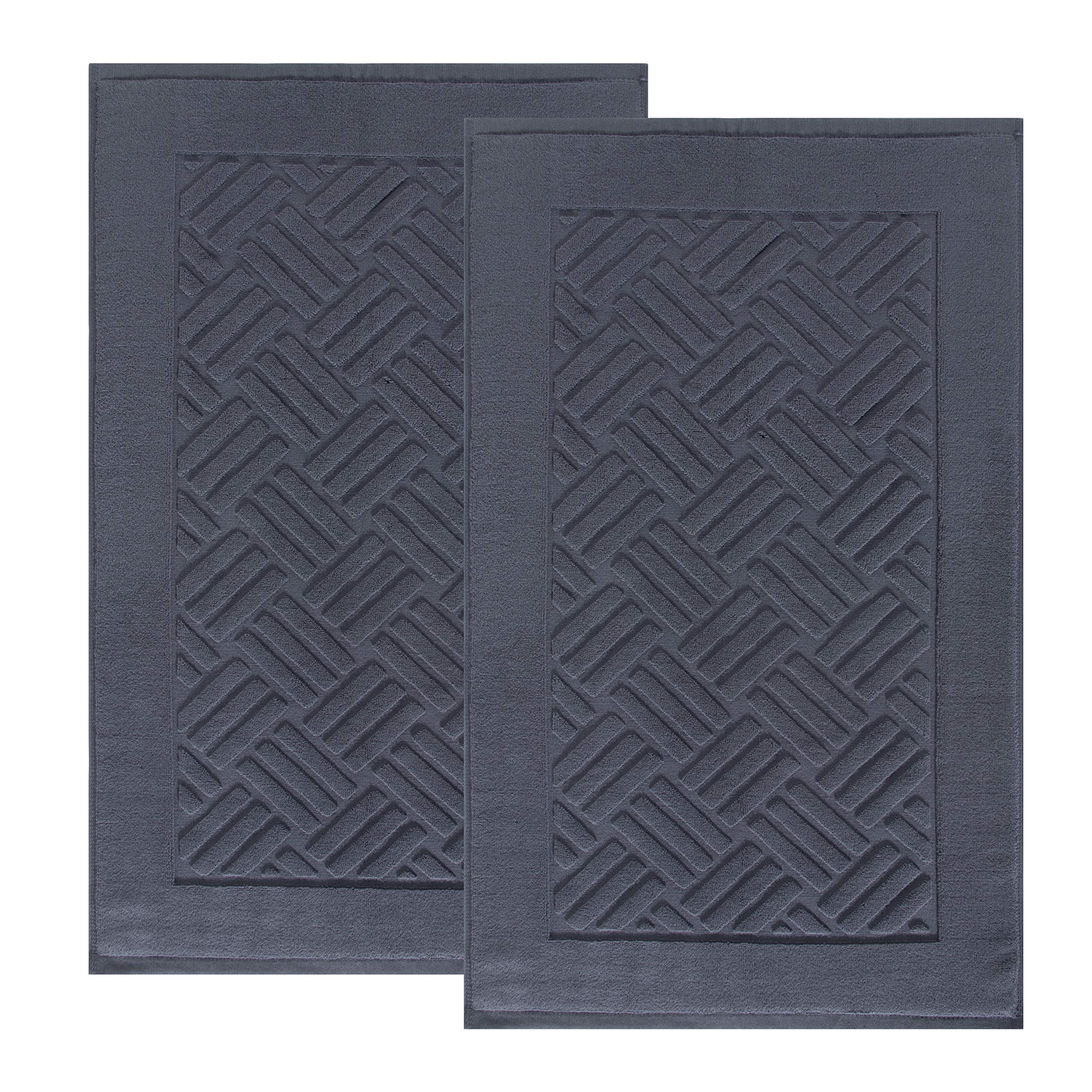 Tomoro Luxury Bath Mat Towels - 2 Pieces Cotton Absorbent Hotel Spa Shower Floor Towel Set For Bathroom Rug Pad 20 X 32 Inches