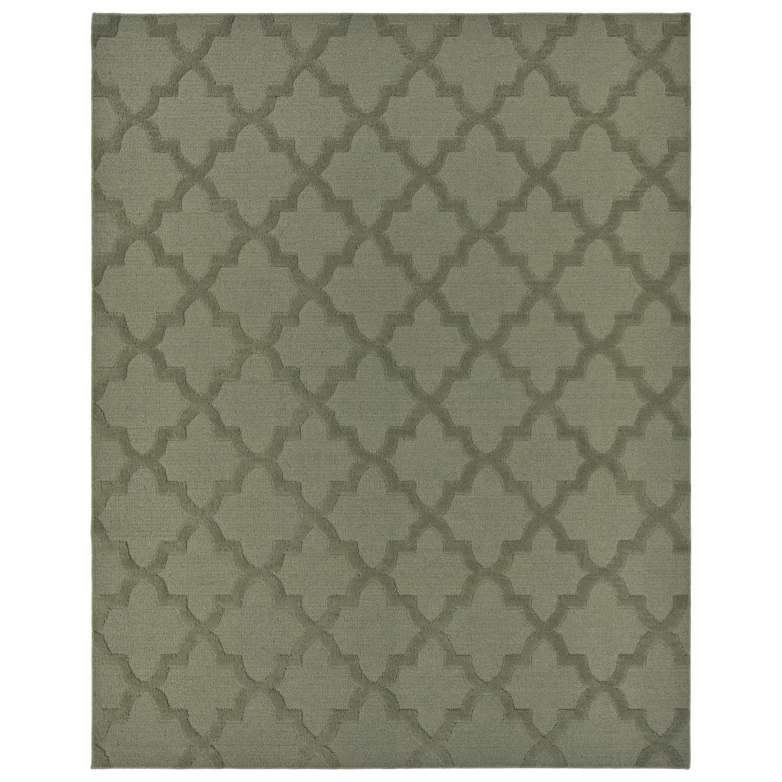 Garland Rug Quatro Sage 8 x 10 Cut-Loop Trellis Area Rug -Soft, Comfortable, Stylish & Budget-Friendly Rug in a Beautiful Soli