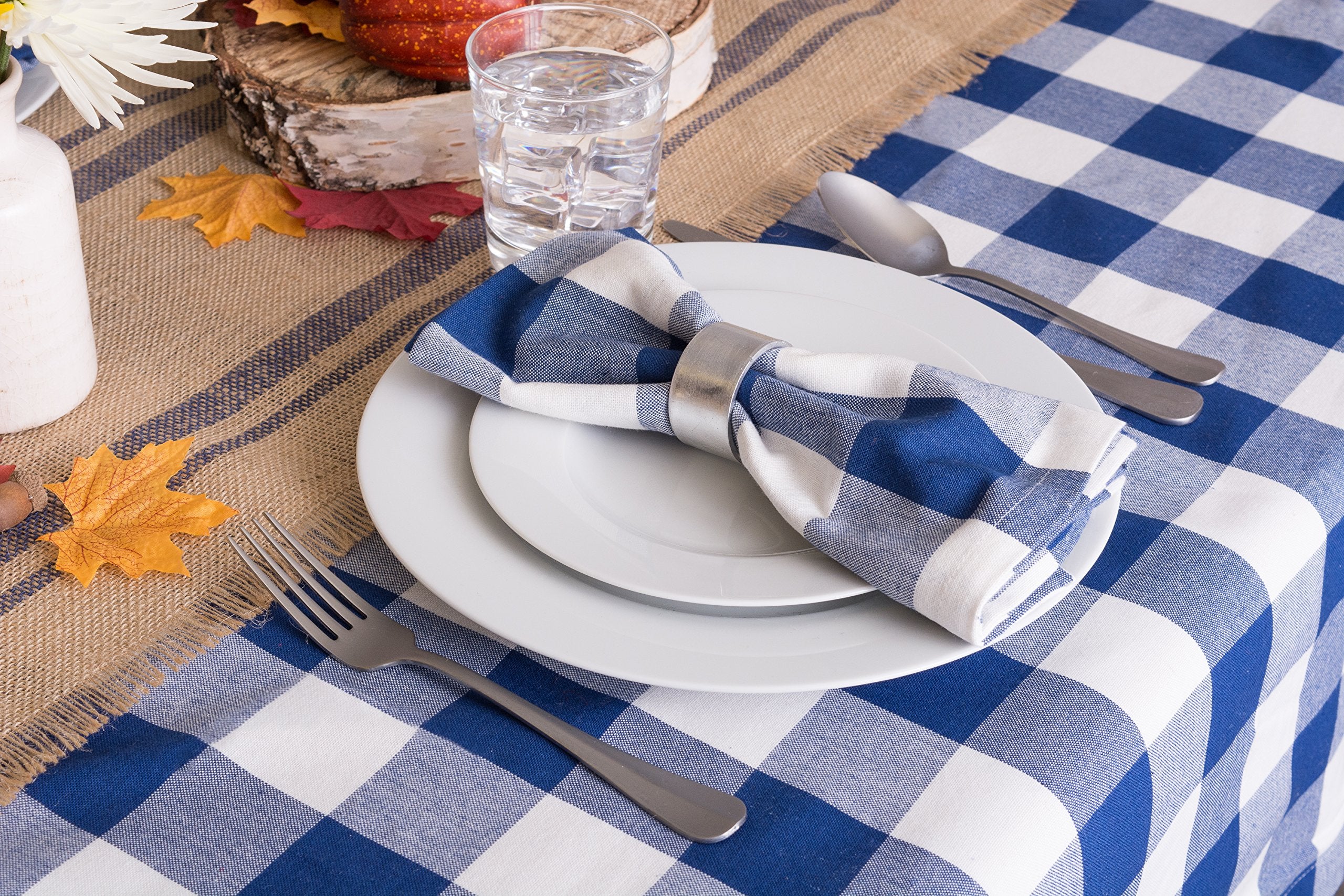 Dii Buffalo Check Collection, Classic Farmhouse Tablecloth, Tablecloth, 60X120, Navy & Cream