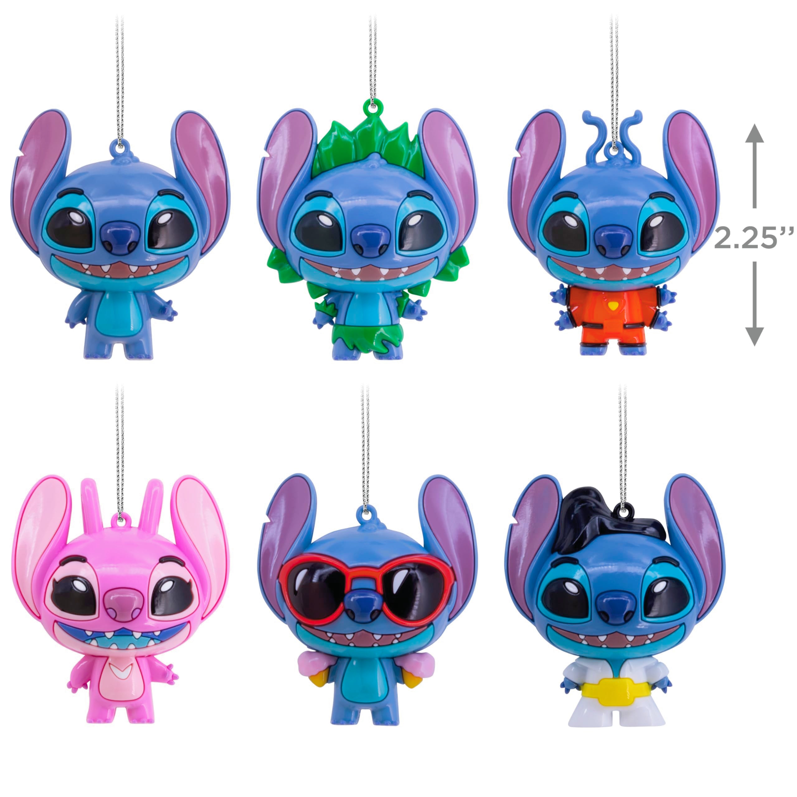 Hallmark Disney Stitch Series 1 Mystery Christmas Ornaments, Shatterproof, Set of 2, Gifts for Disney Fans