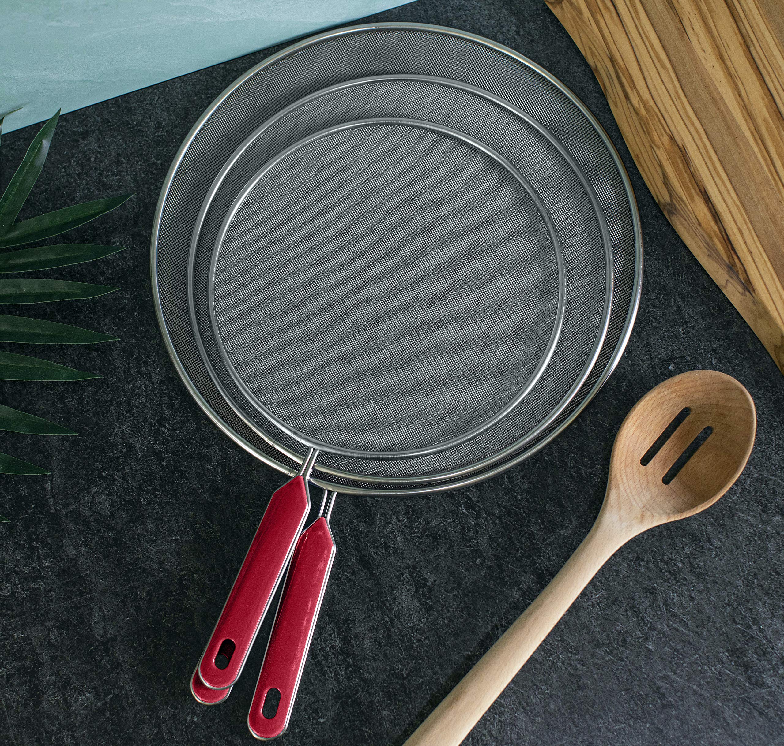 Bitimexhome Grease Splatter Screen For Frying Pan Cooking Set Of 3 (8'', 10'' And 11'') Fine Mesh Iron Skillet Lid Guard Shield