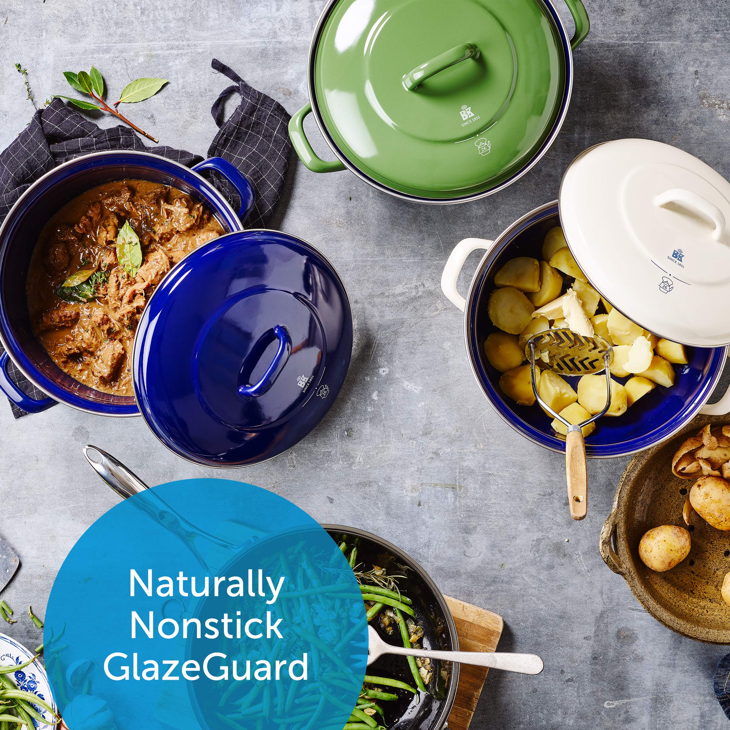 Bk Indigo 26Cm/5.2 Litre Round Casserole, Green