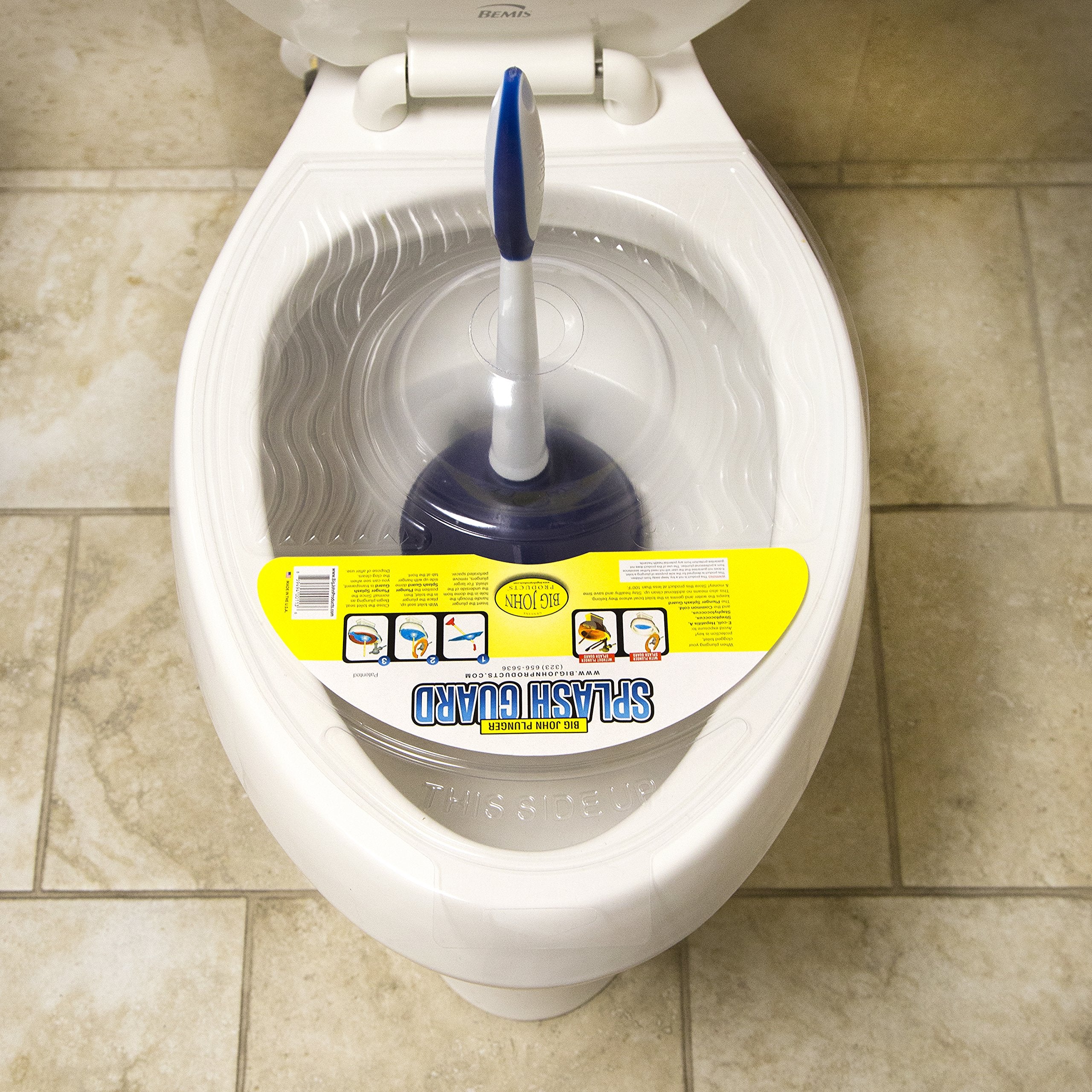 Big John Plunger Splash Guard -For Standard Sizes Toilets - Fits a Wide Array of Plunger Sizes - 3-Pack