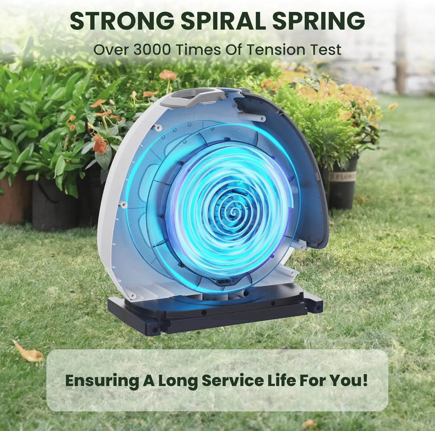 Giraffe Tools Retractable Heavy Duty Hose Reel, 1/2" x 100FT Automatic Rewind Garden Hose Reel with 360° Swivel Base, Ground Mounted for Lawn, Patio, Concrete Floor & Yard Watering