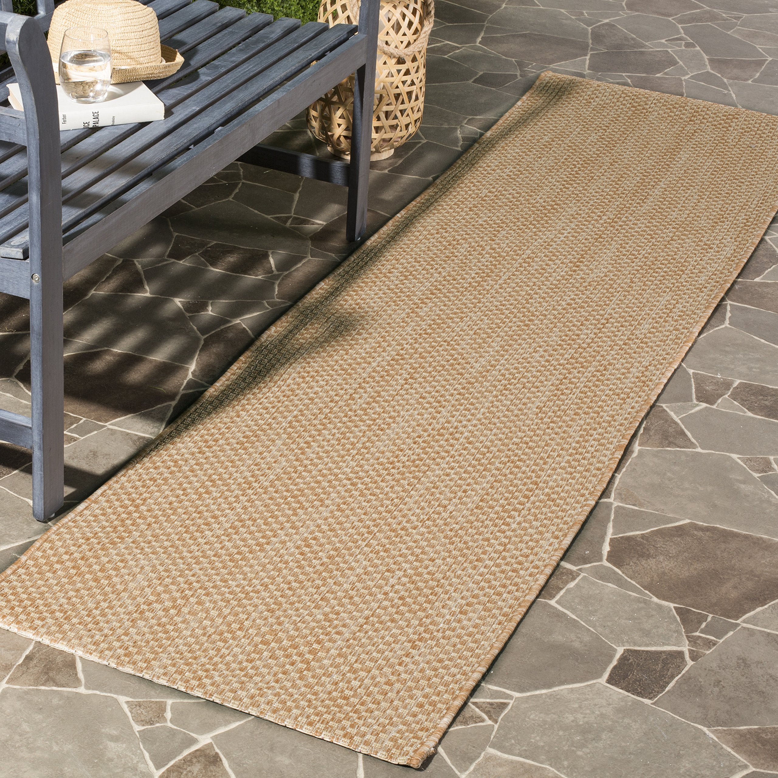 SAFAVIEH Courtyard Collection 23 x 22 Natural/Cream CY8521 Indoor/ Outdoor Patio Backyard Mudroom Runner Rug