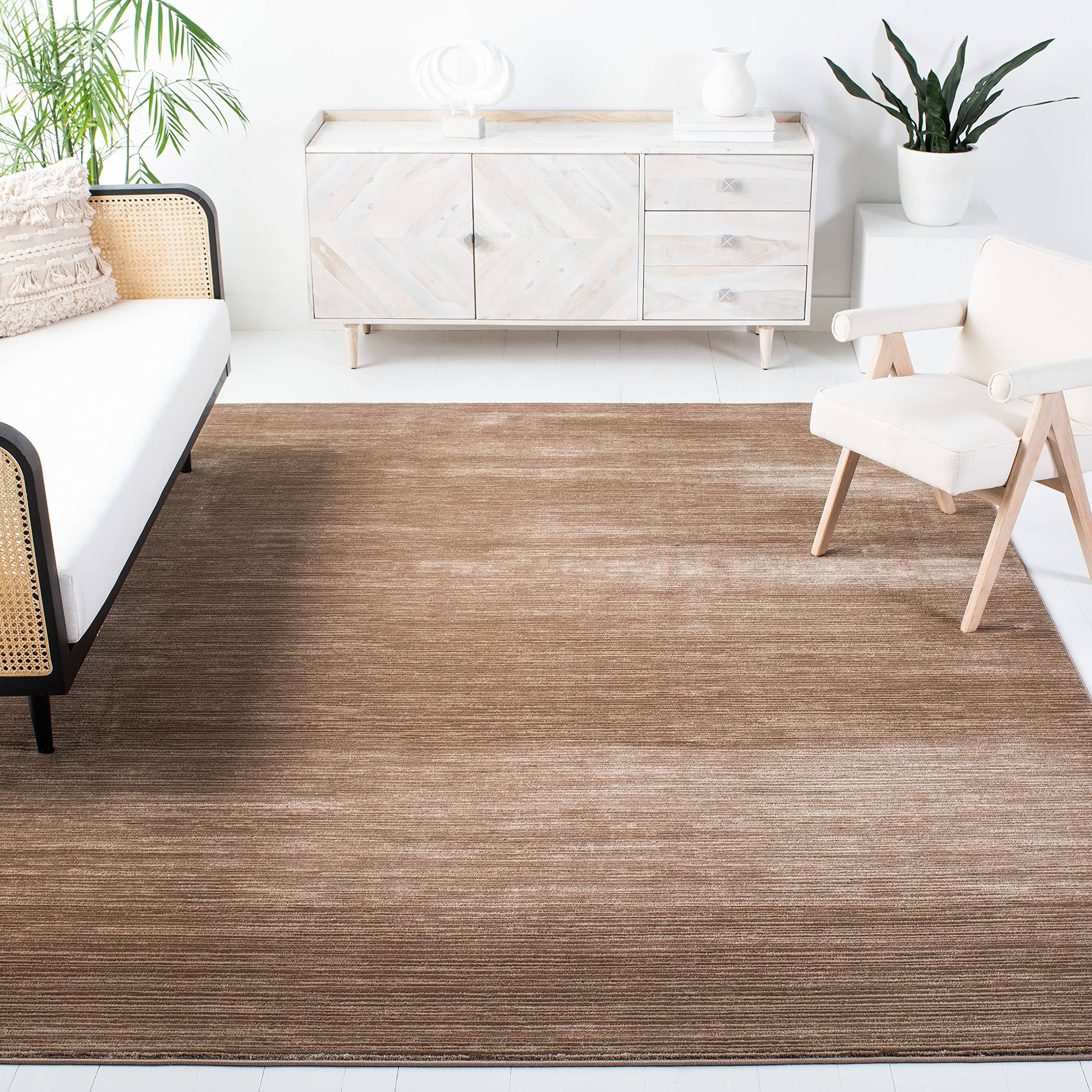 SAFAVIEH Vision Collection Area Rug - 9 x 12, Light Brown, Modern Ombre Tonal Chic Design, Non-Shedding & Easy Care, Ideal for