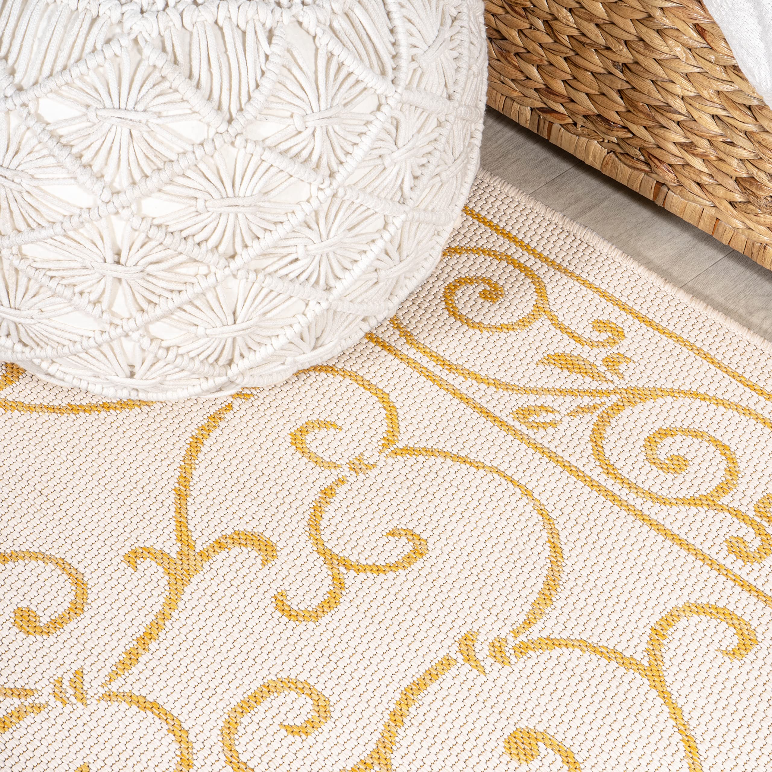 Jonathan Y Smb106M-28 Charleston Vintage Filigree Textured Weave Indoor Outdoor Area Rug, Classic, Traditional, Transitional Eas