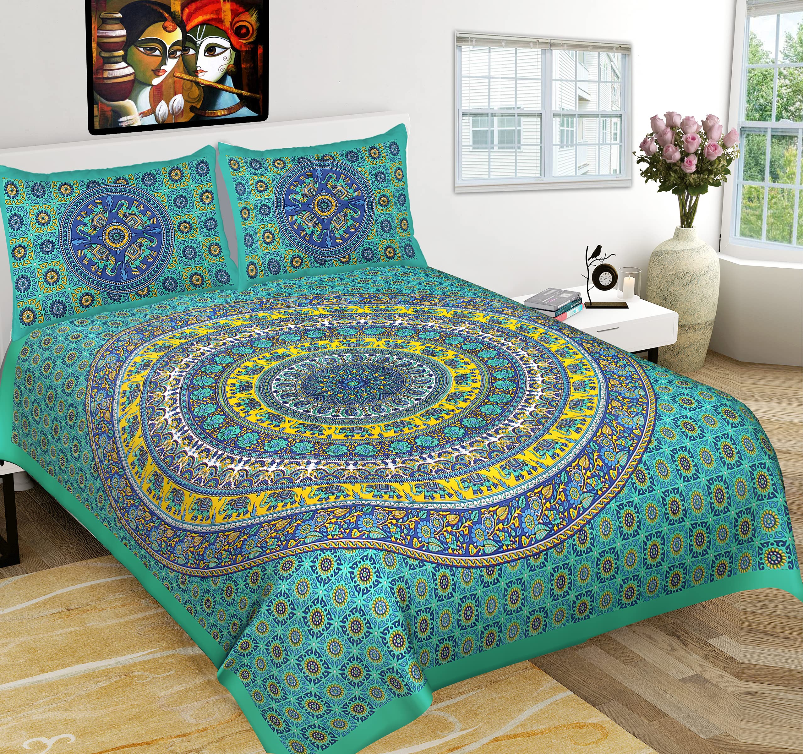 Queenie Bedsheet For Double Bed 144 Tc Cotton Bedsheet With 2 Pillow Cover
