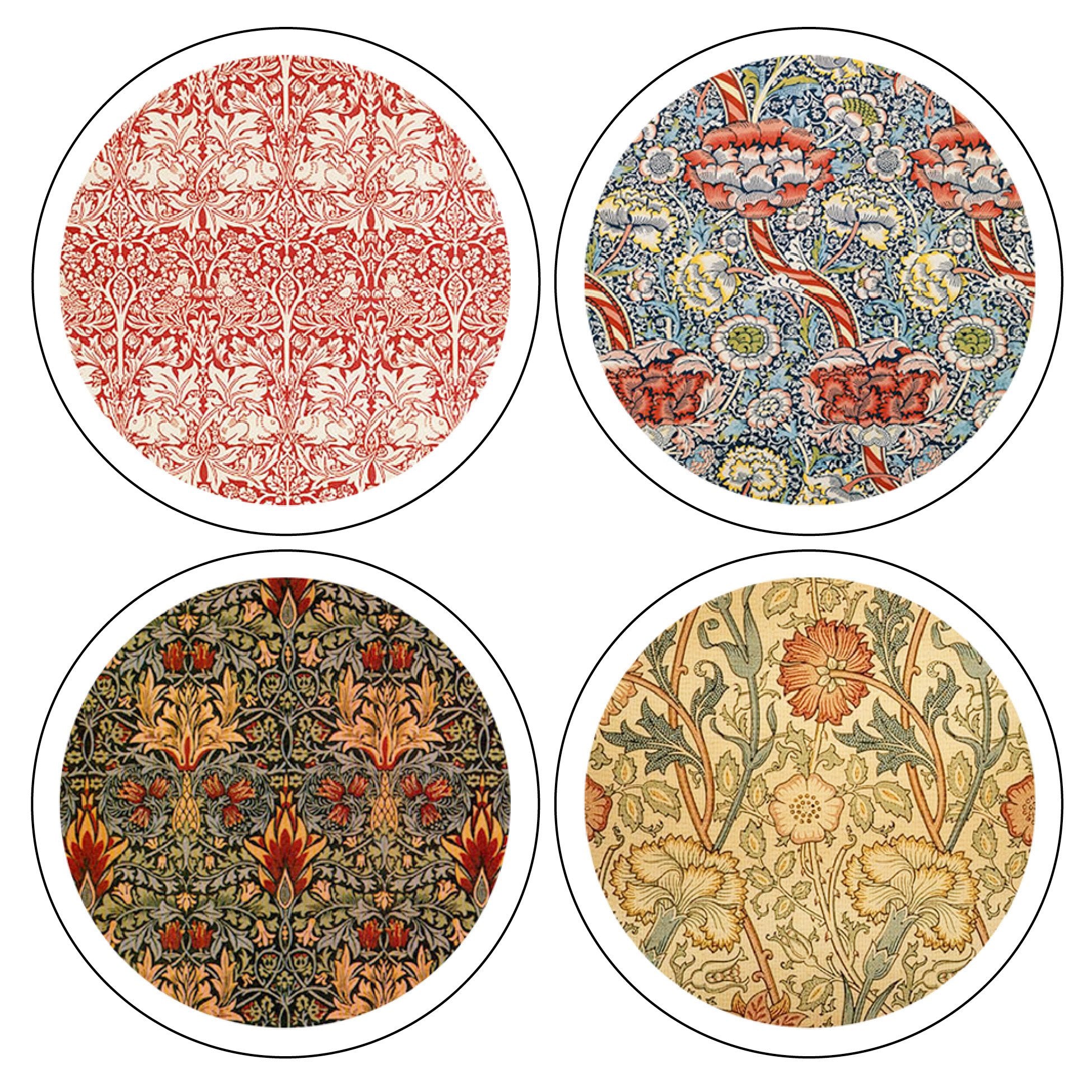 Coasterstone ''William Morris Textiles Collection'' Absorbent Coasters, 4-1/4-Inch, Set Of 4
