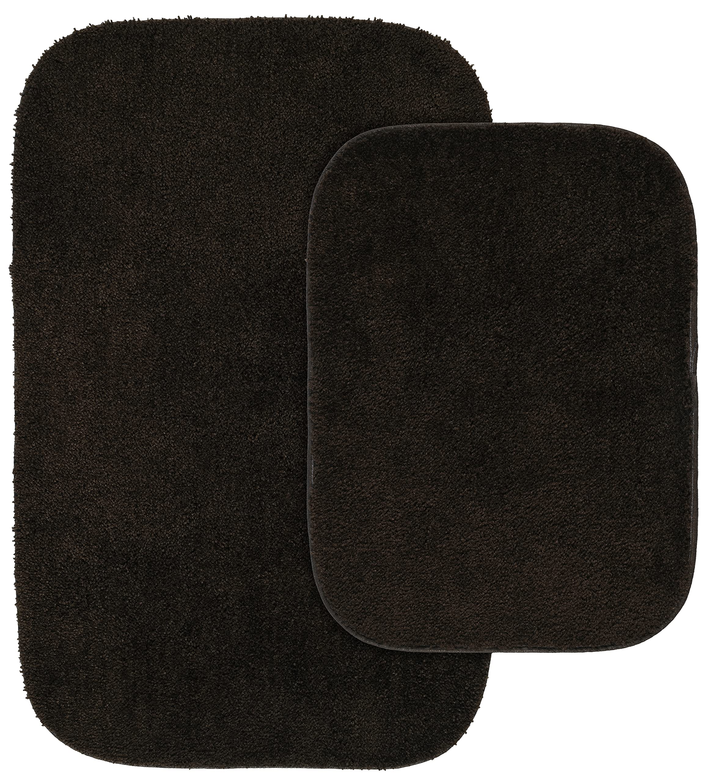 Garland Rug 2-Piece Traditional Nylon Washable Bathroom Rug Set, Chocolate