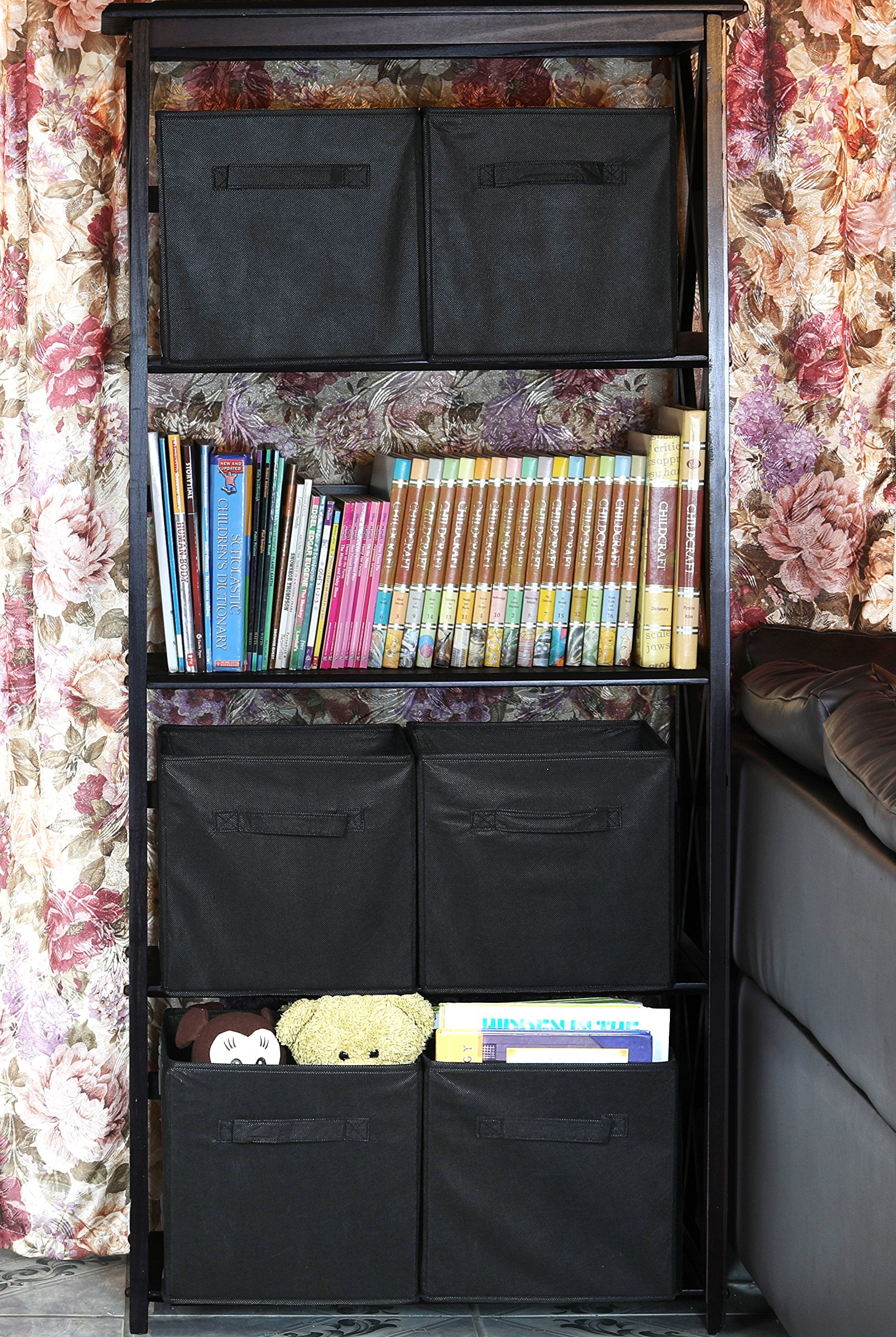 6 Pack - SimpleHouseware Foldable Cube Storage Bin  Black