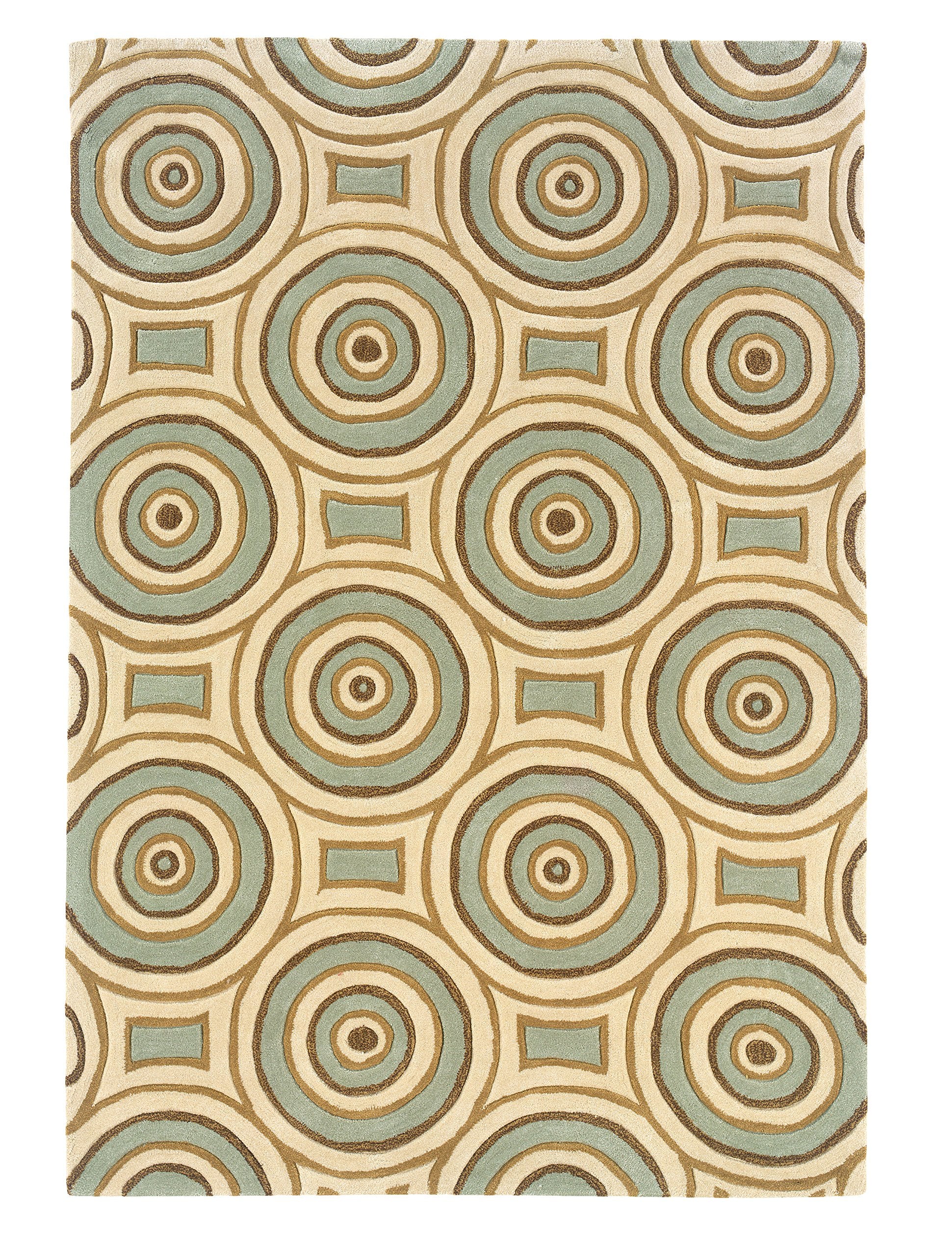 Trio Combs Cream & Aqua 5 x 7 , Rug