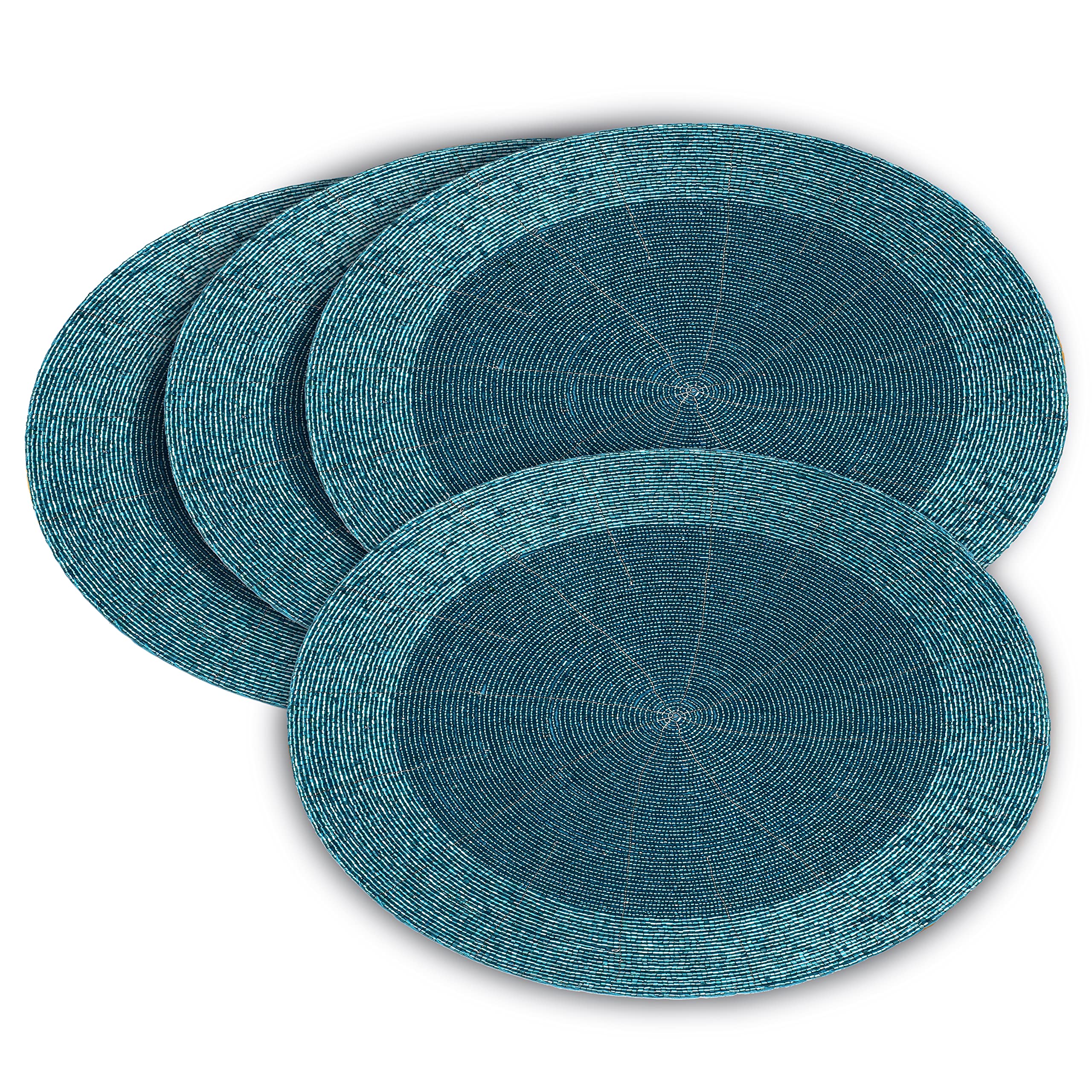 Lightnpro Christmas Table Mat, Round Christmas Placemat, Beaded Placemat Charger Plate For Thanksgiving Holiday New Year Family