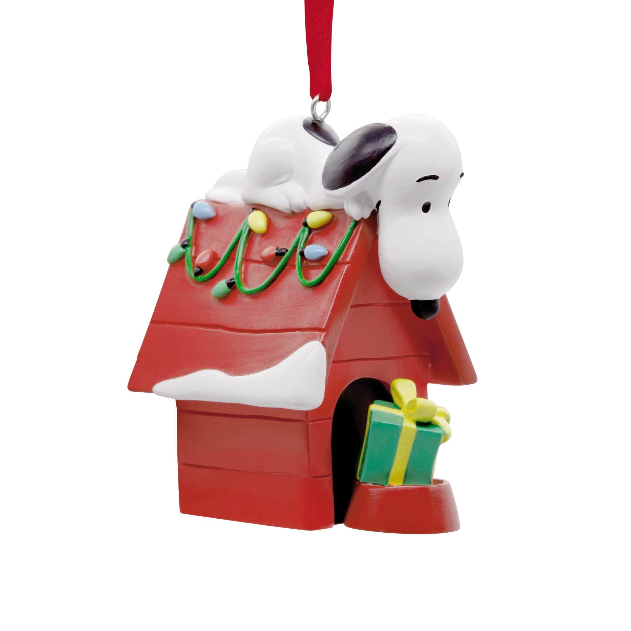 Hallmark Peanuts Snoopy on Holiday Doghouse Christmas Ornament, Gifts for Peanuts Fans