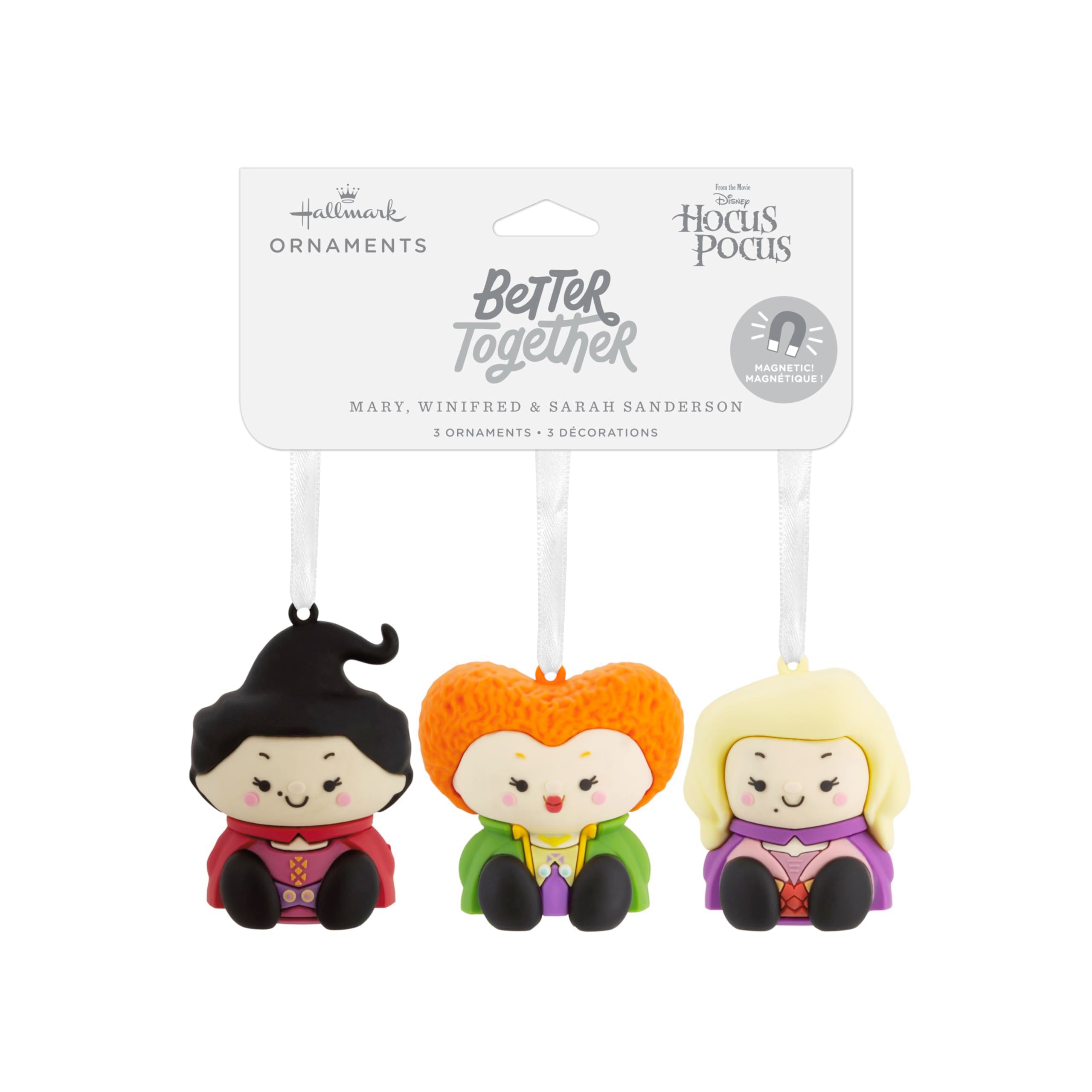 Hallmark Better Together Disney Hocus Pocus Mary, Winifred and Sarah Sanderson Magnetic Ornaments, Set of 3