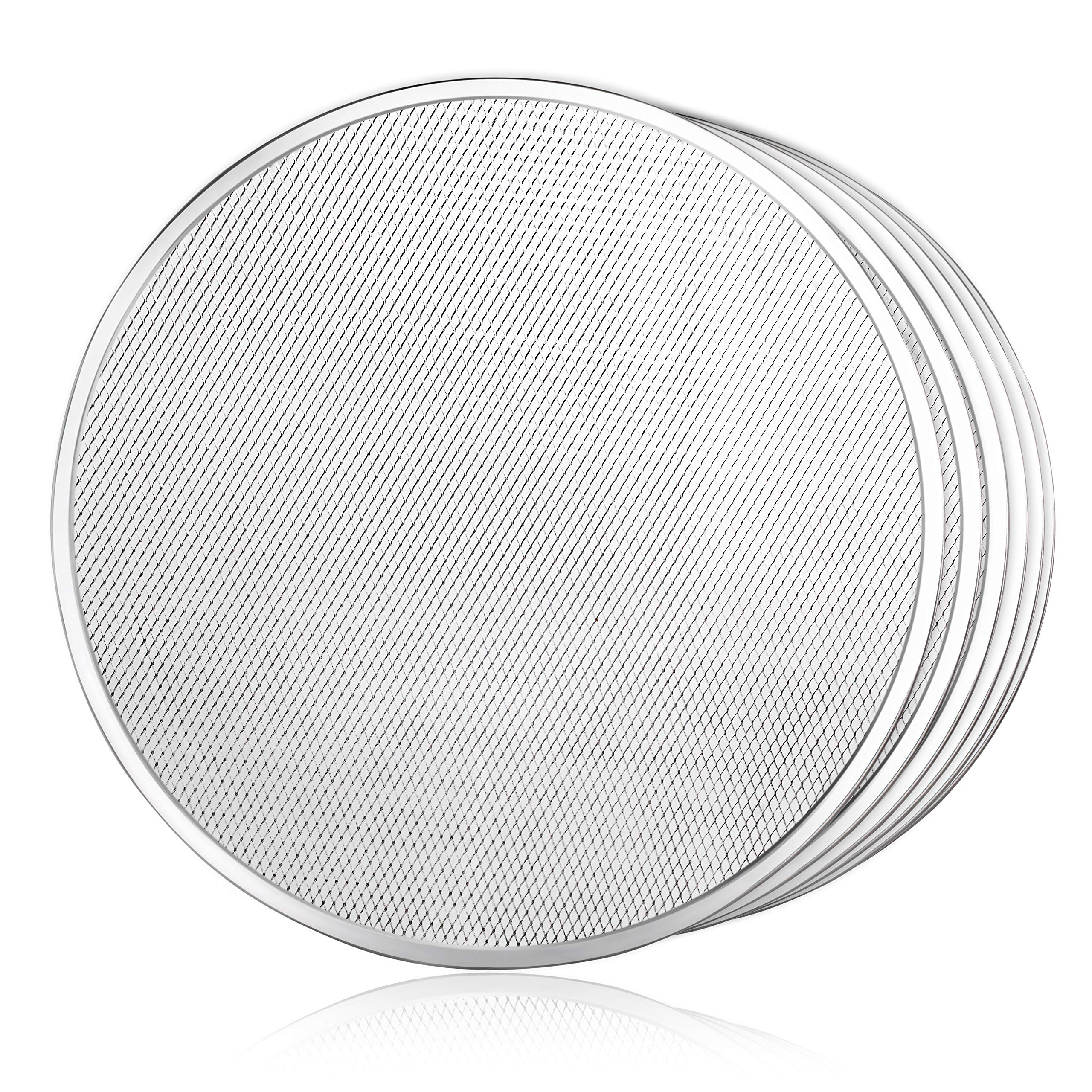 New Star Foodservice Restaurant-Grade Seamless Aluminum Pizza Baking Screen, 20 Inch, Pack of 6