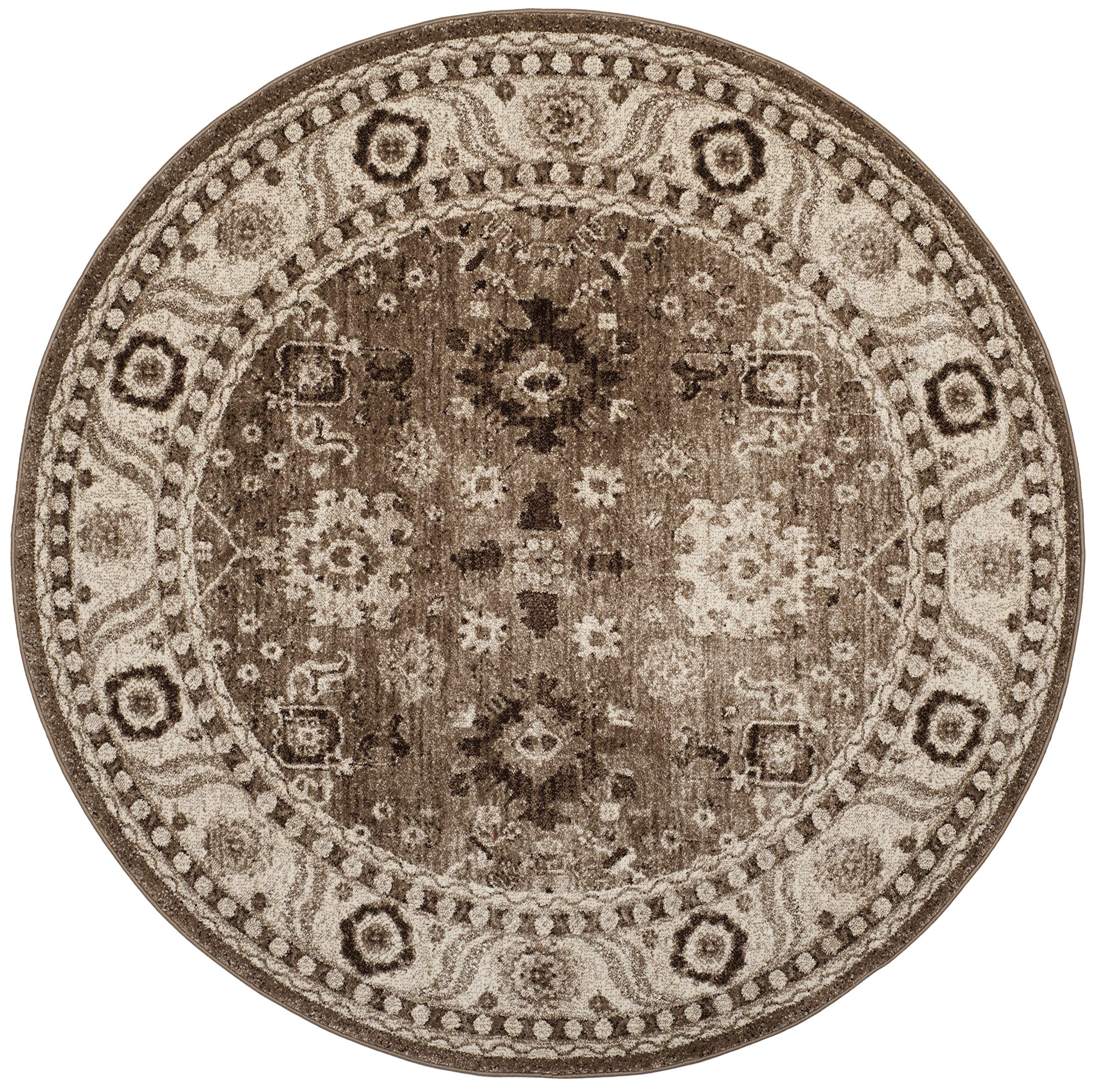 SAFAVIEH Vintage Hamadan Collection 53 Round Taupe VTH214T Oriental Traditional Persian Non-Shedding Dining Room Entryway Foyer
