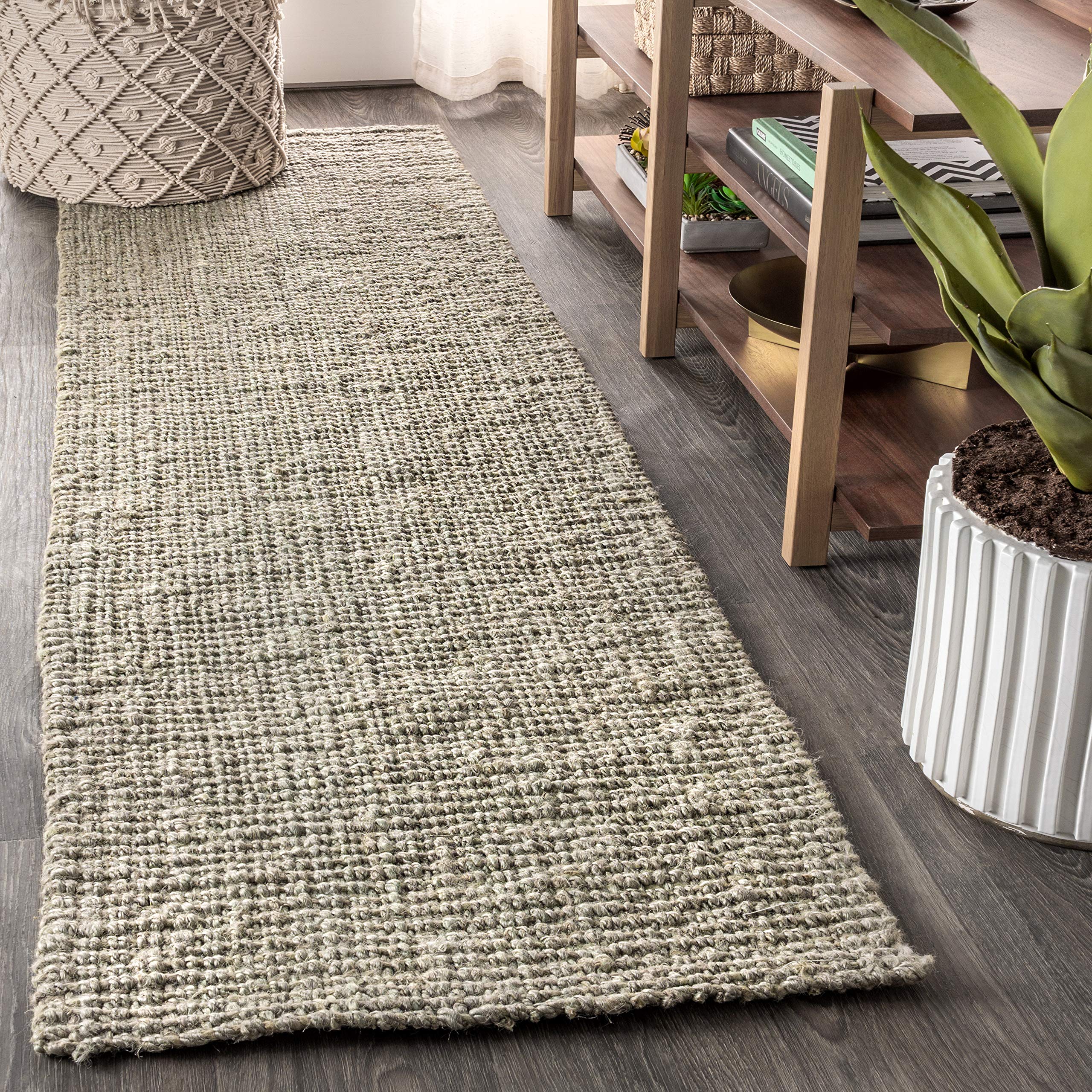 JONATHAN Y NRF102C-218 Pata Hand Woven Chunky Jute Gray 2 ft. x 18 ft. Runner Rug, Bohemian, Transitional, Rustic for Home, Bedr