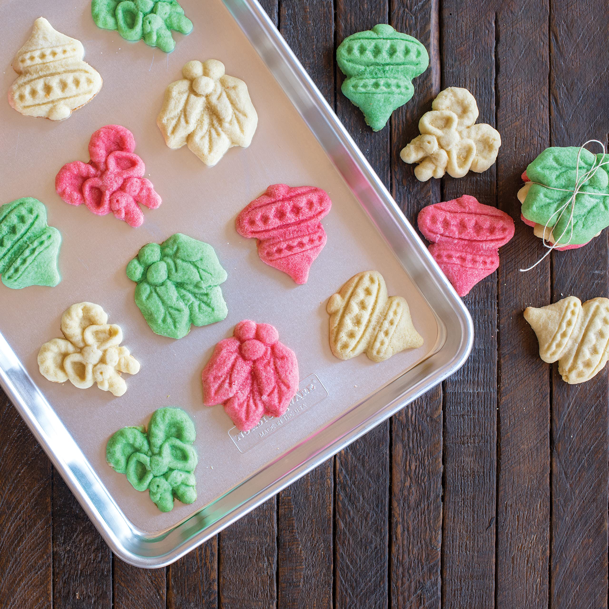 Nordic Ware Holiday Cast Cookie Stamps, 3-inch Rounds, Silver, Aluminum, Model 01233