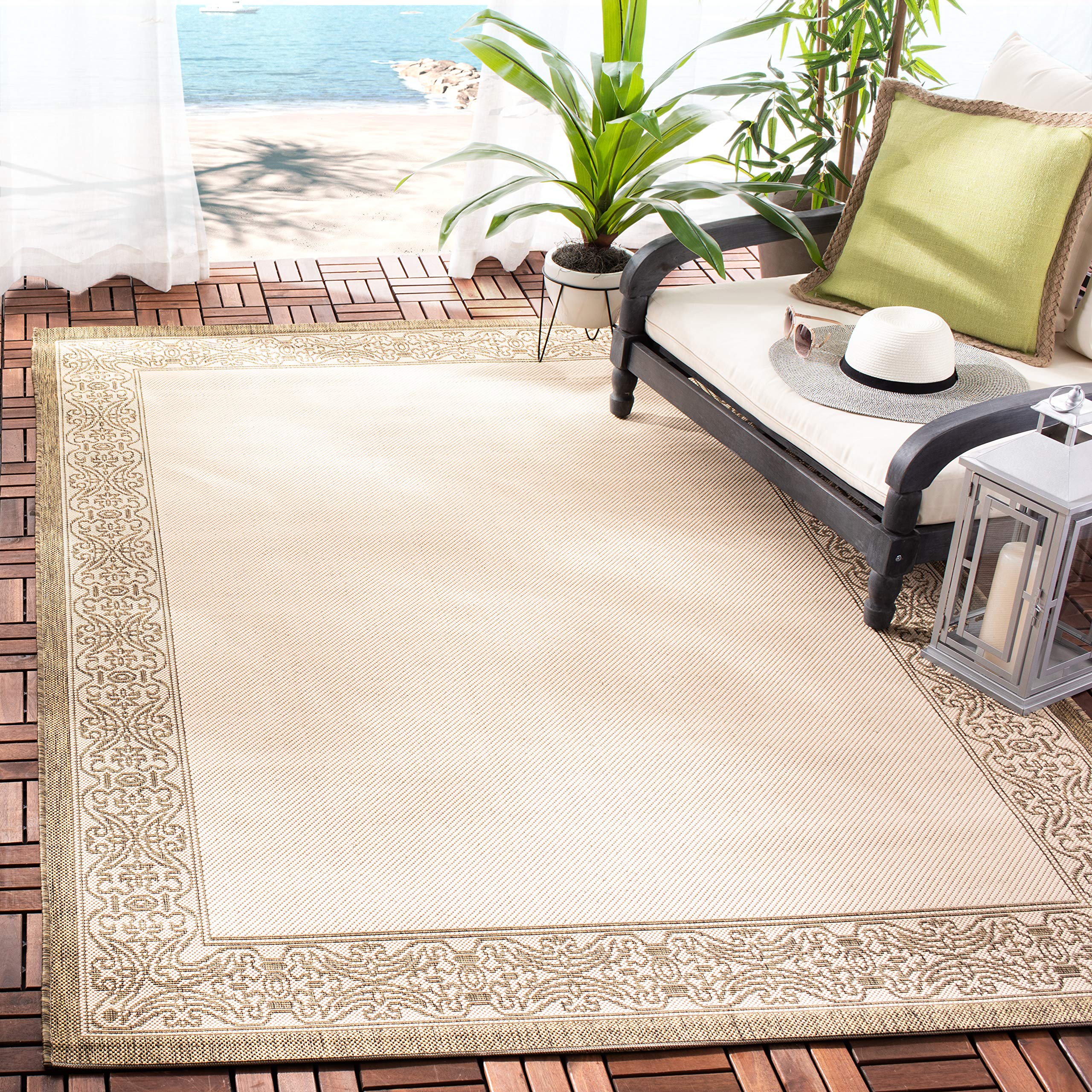 SAFAVIEH Courtyard Collection Area Rug - 9 x 12, Natural & Brown, Non-Shedding & Easy Care, Indoor/Outdoor & Washable-Ideal fo