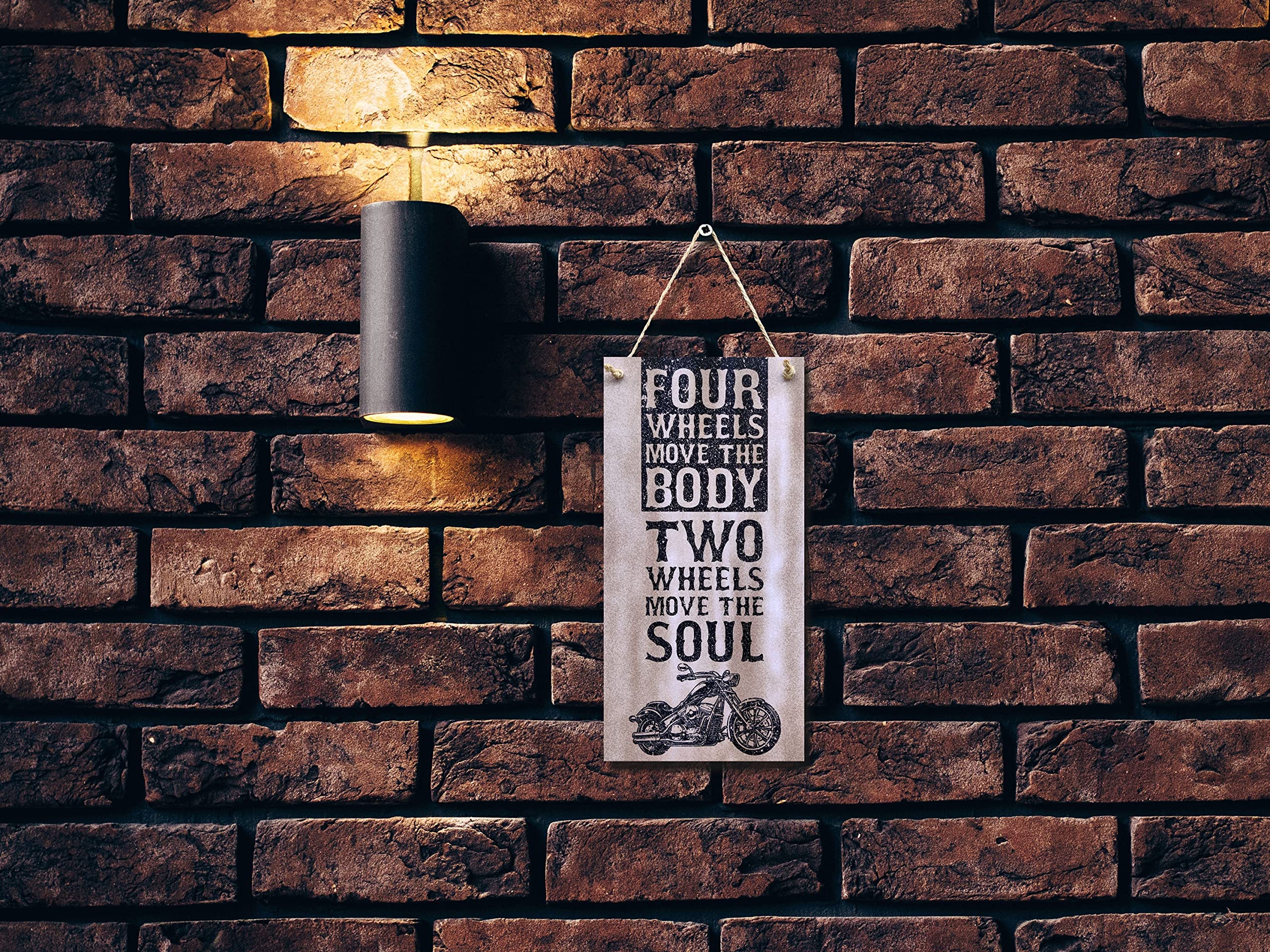 CARISPIBET Four wheels move the body two wheels move the soul Motorcycle signs Motorbike wall art gifts for riders home signs ga