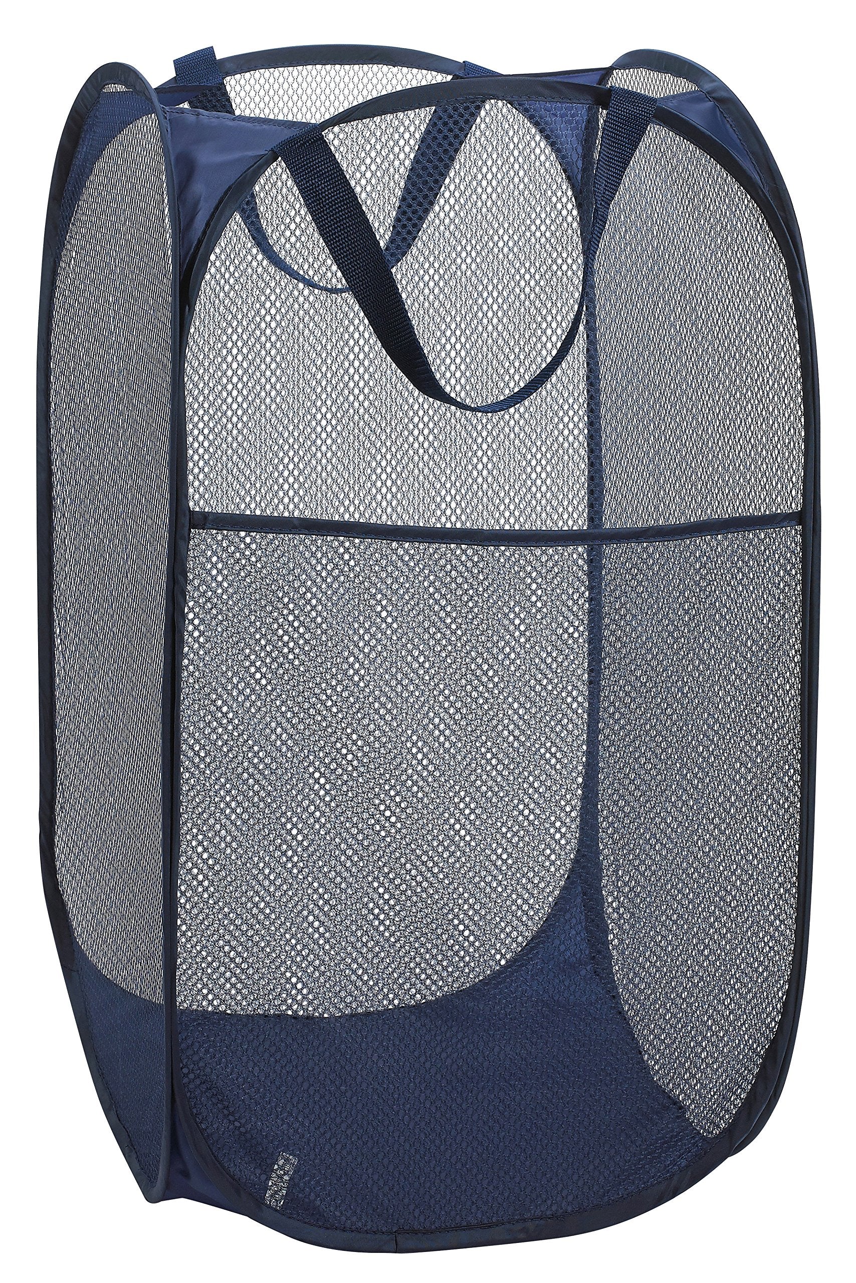 Handy Laundry Collapsible Mesh Foldable Hamper 14 X 14 X 24 Navy Blue