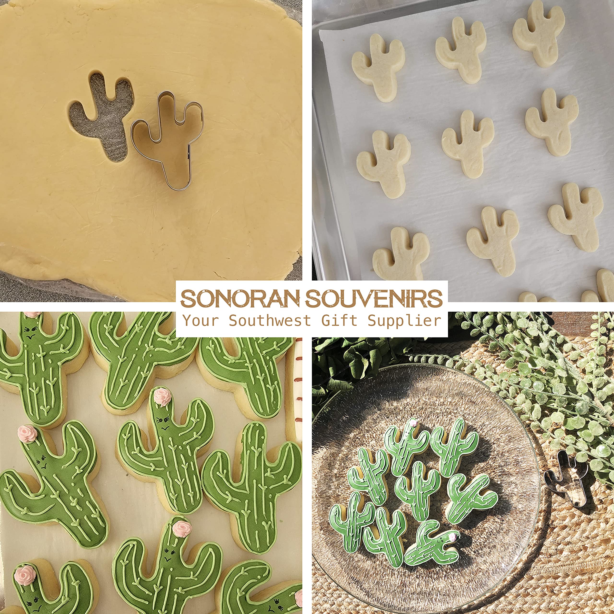 (2 Pack) Cactus Shape Cookie Cutters Stainless Steel Fondant Molds Cutters (2'' Wide X 2.75'' Tall) Southwest Party