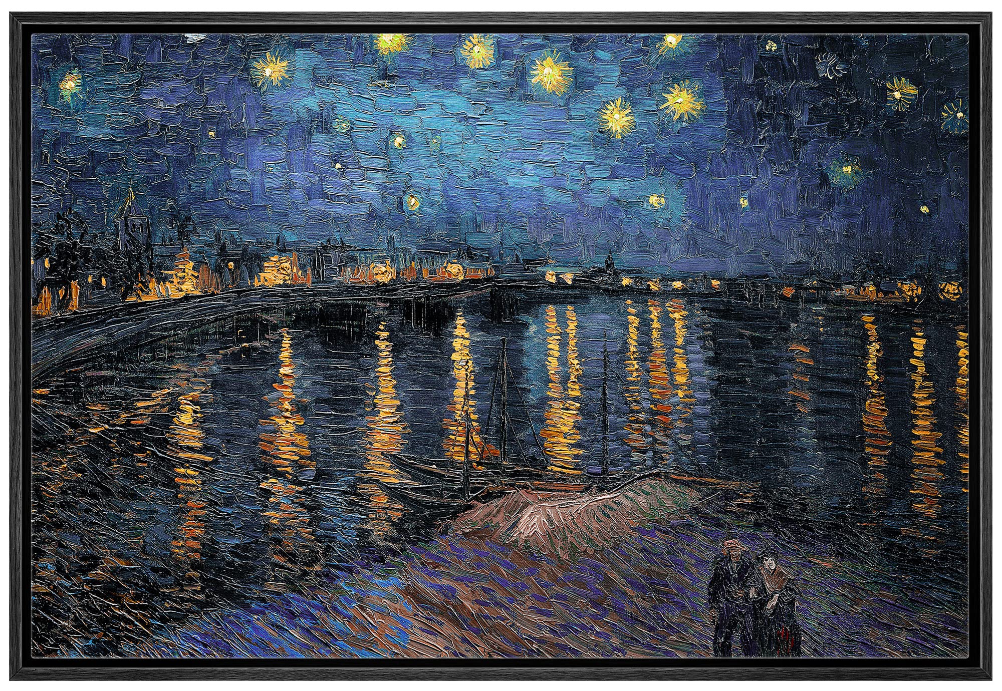 Wall26 Framed Canvas Print Wall Art Starry Night Over The Rhone By Master Artist Vincent Van Gogh Nature Wilderness Illustration
