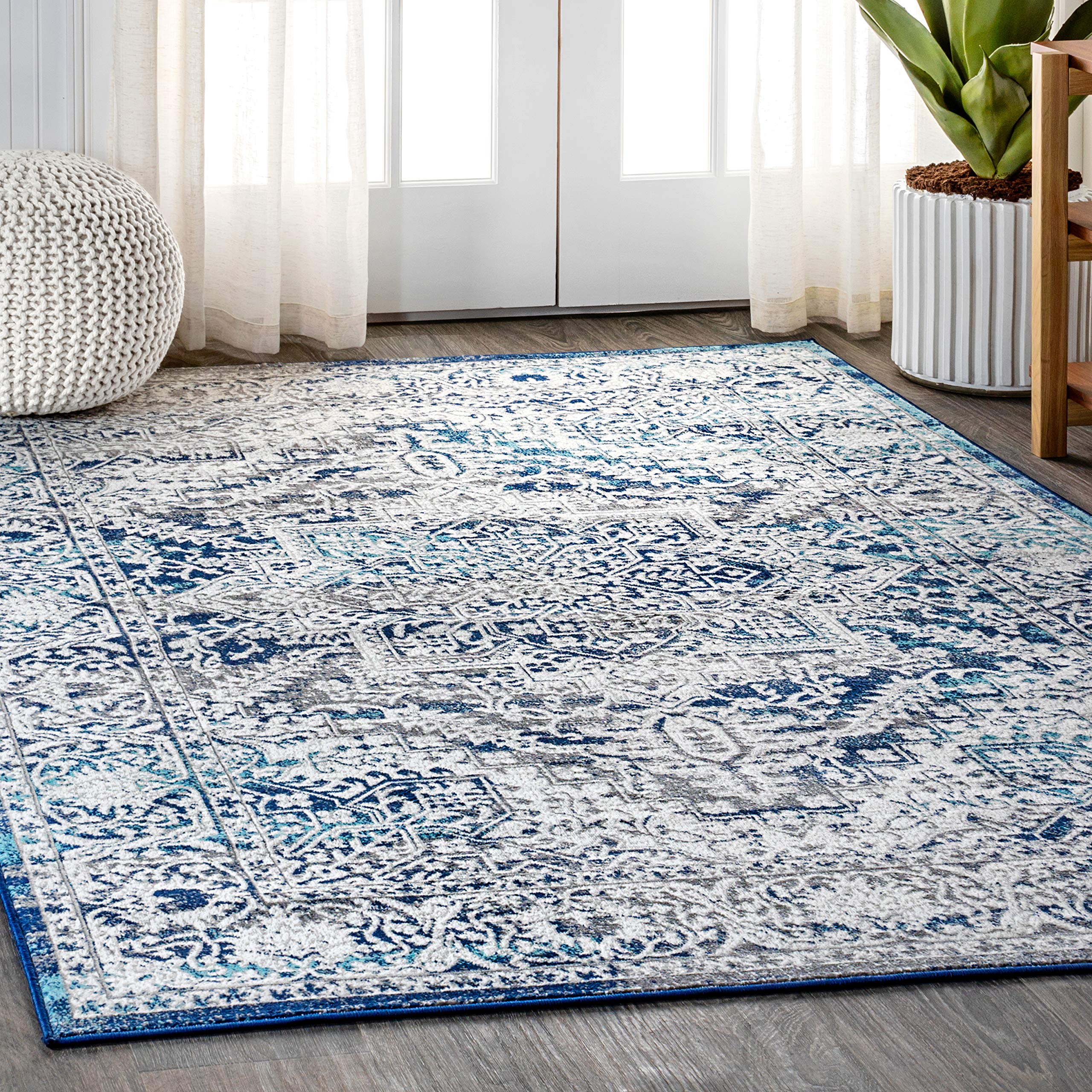 JONATHAN Y MDP100B-4 Modern Vintage Medallion Indoor Area -Rug Country Floral Easy -Cleaning Bedroom Kitchen Living Room, 4 X 6,