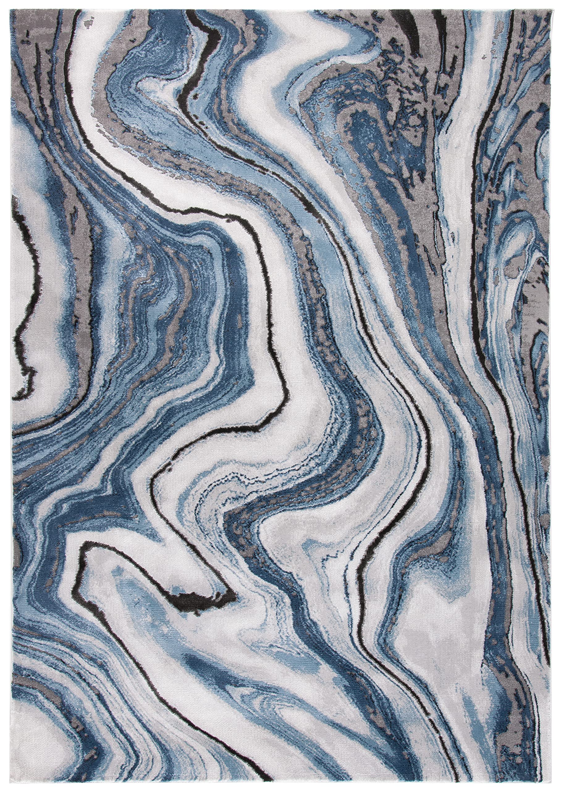 SAFAVIEH Craft Collection Accent Rug - 27 x 5, Blue & Grey, Modern Abstract Design, Non-Shedding & Easy Care, Ideal for High T