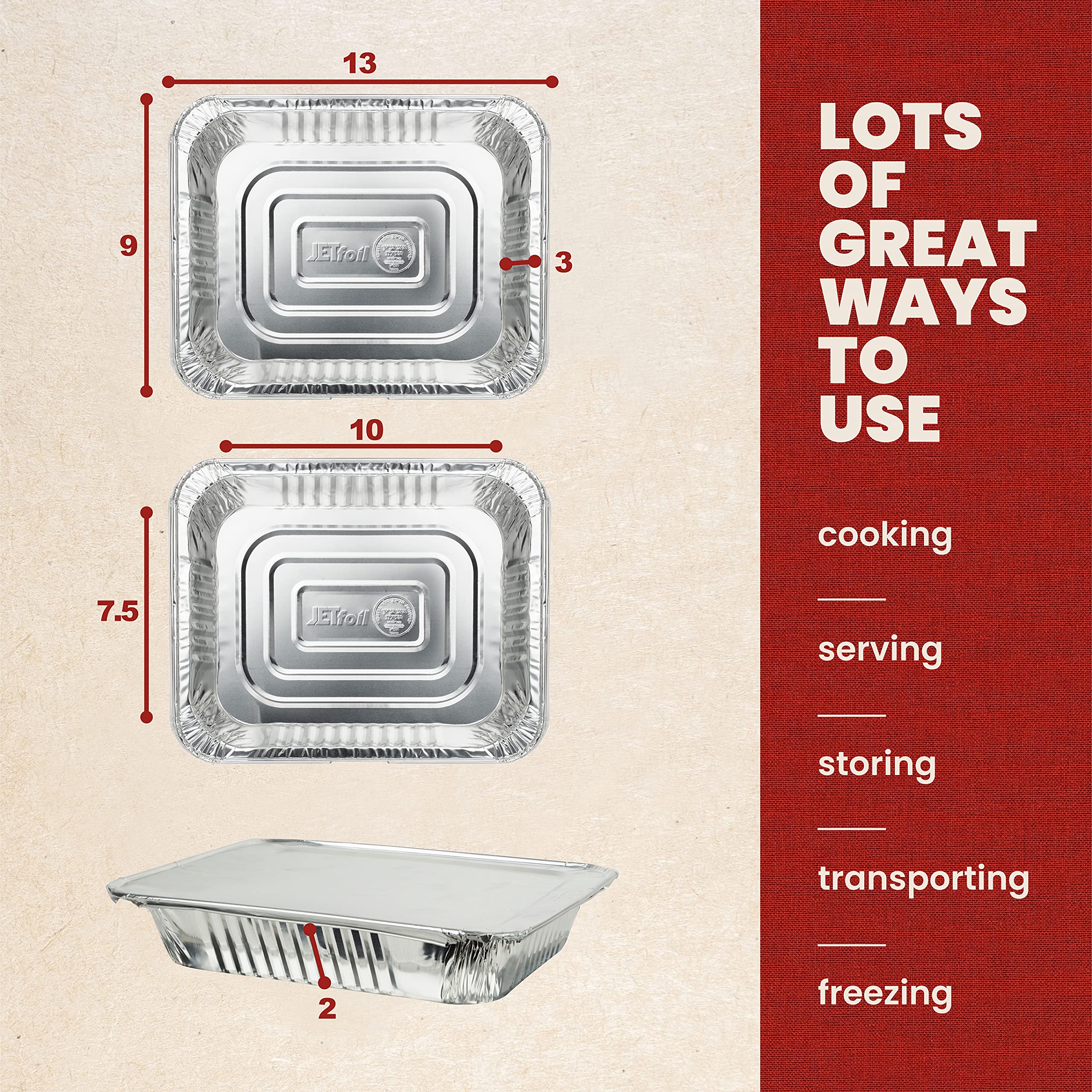 Jetfoil Aluminum Foil Steam Table Pans With Lids | Perfect For Catering, Party Supplies & Suitable For Broiling, Baking, Cakes A