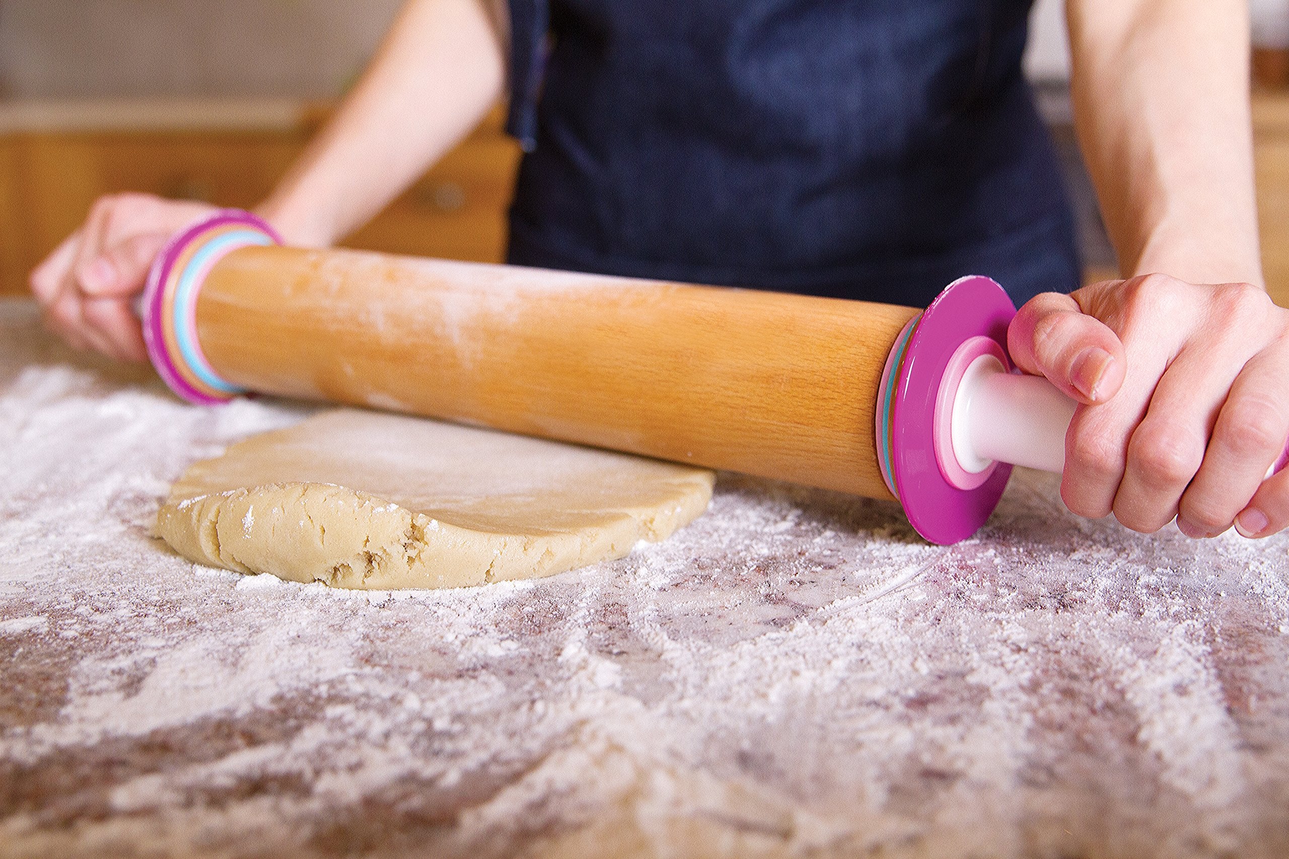 Bakelicious Adjustable Rolling Pin, Wood And Nylon, 12-Inch Barrel