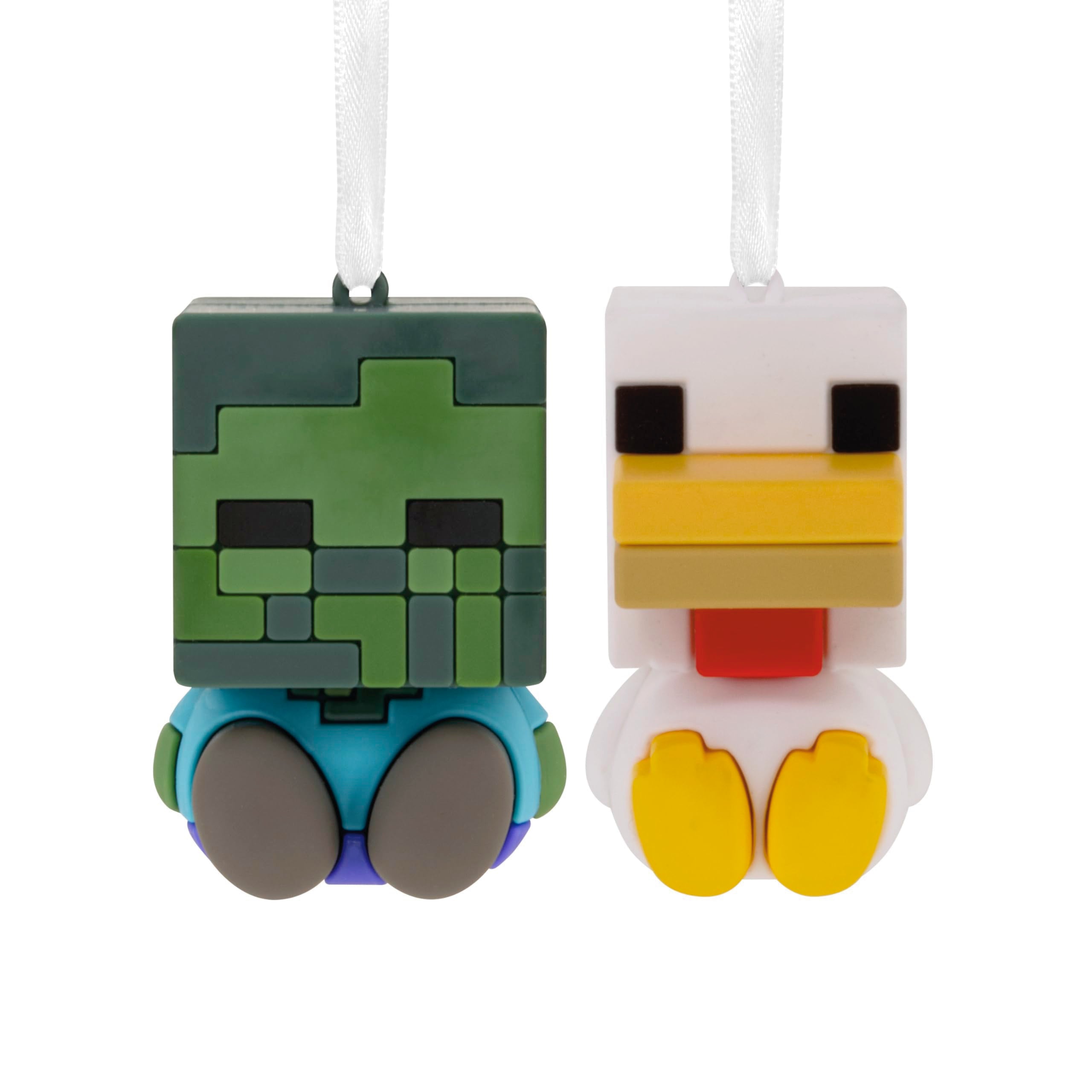 Hallmark Better Together Minecraft Zombie and Chicken Jockey Magnetic Christmas Ornaments, Set of 2, Gifts for Gamers