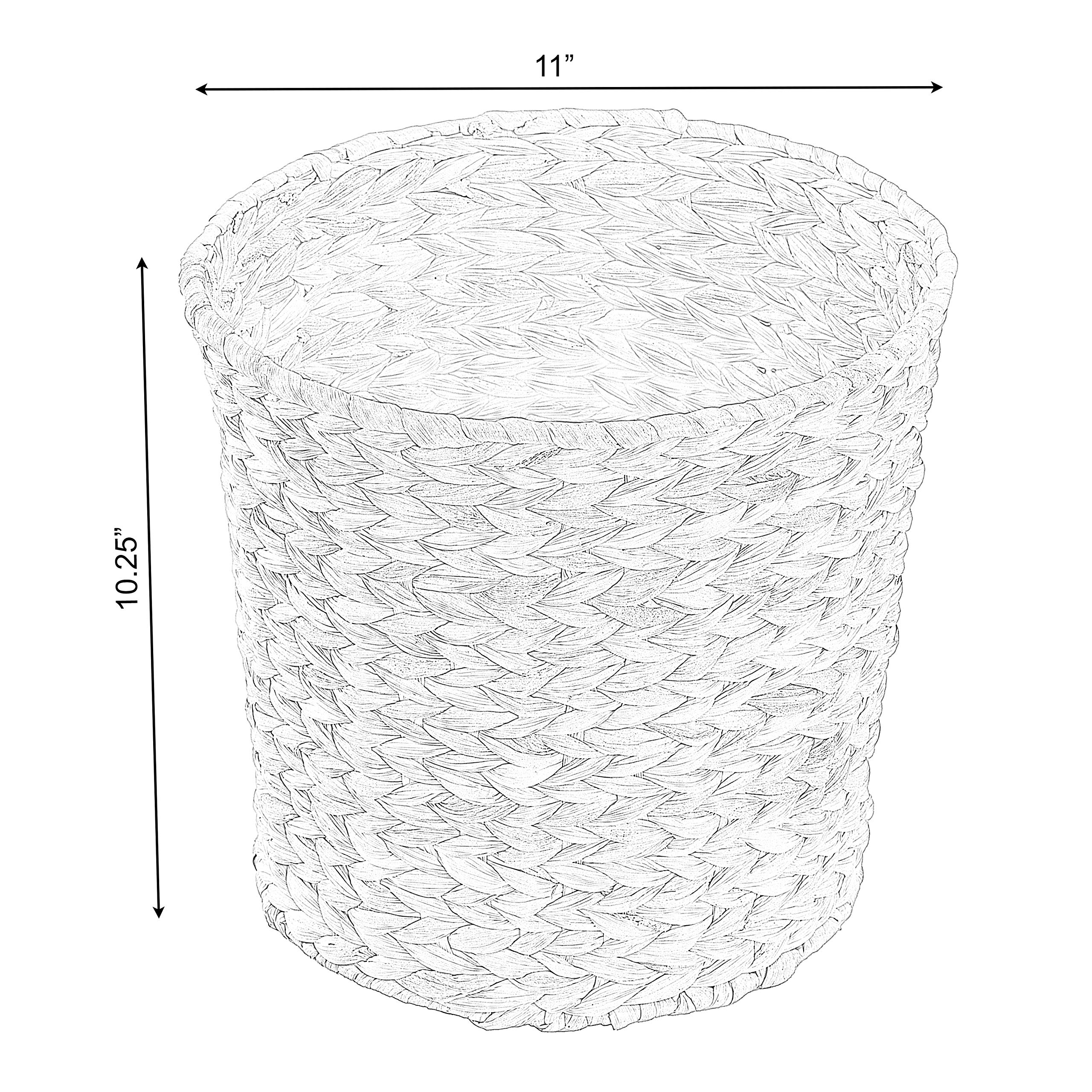 Vintiquewise Natural Water Hyacinth Round Waste Basket - For Bathrooms, Bedrooms, Or Offices